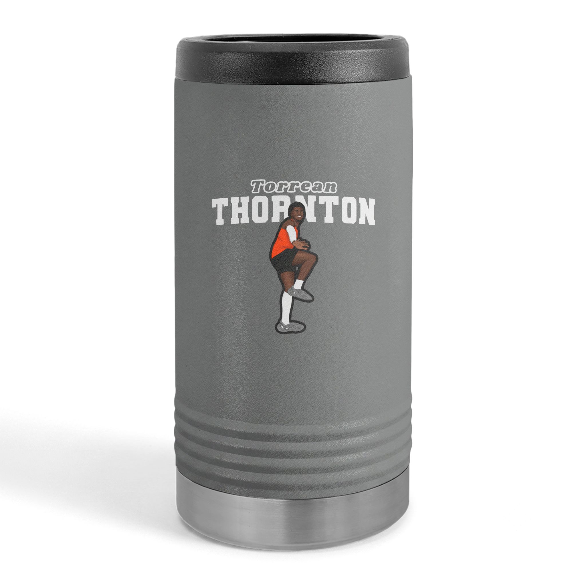 Slim Stainless Can Cooler — character_name_arch in Grey