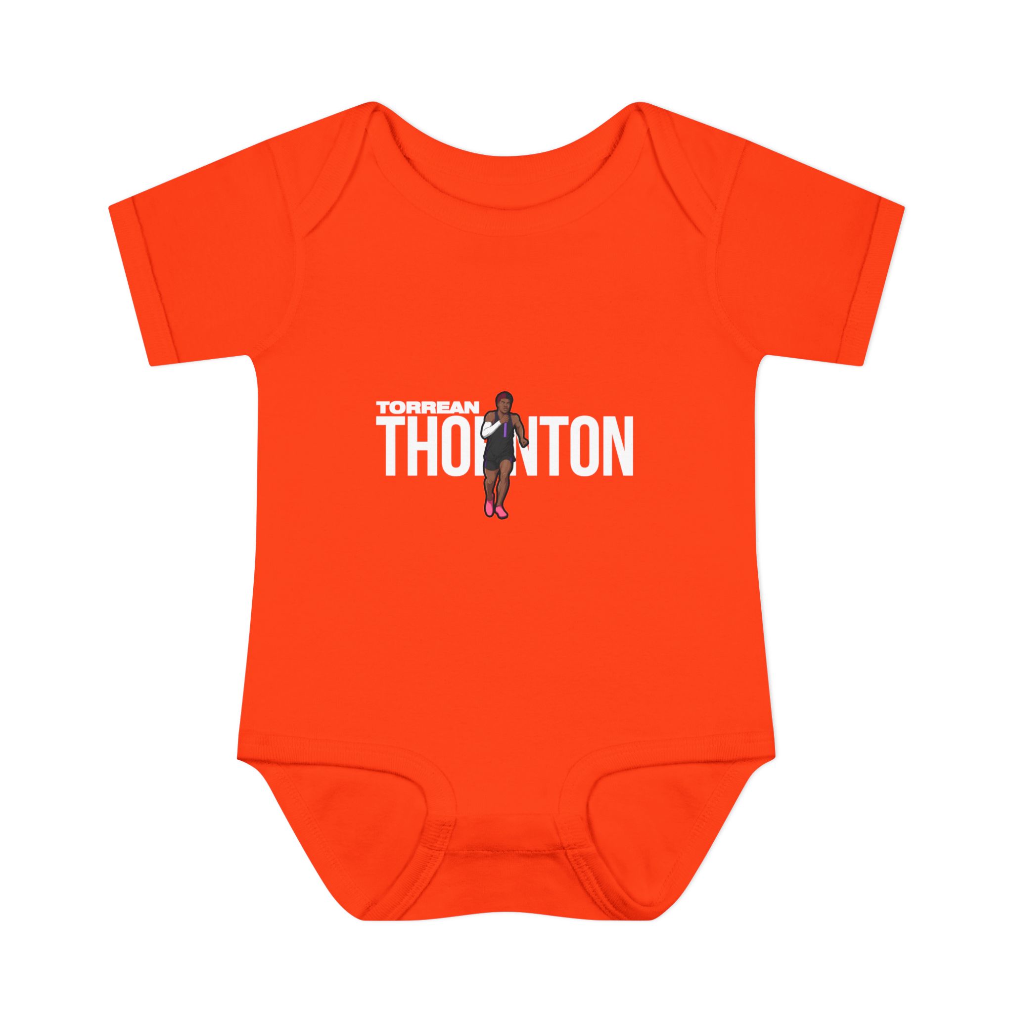 Baby Onesie — character_player_name in Orange