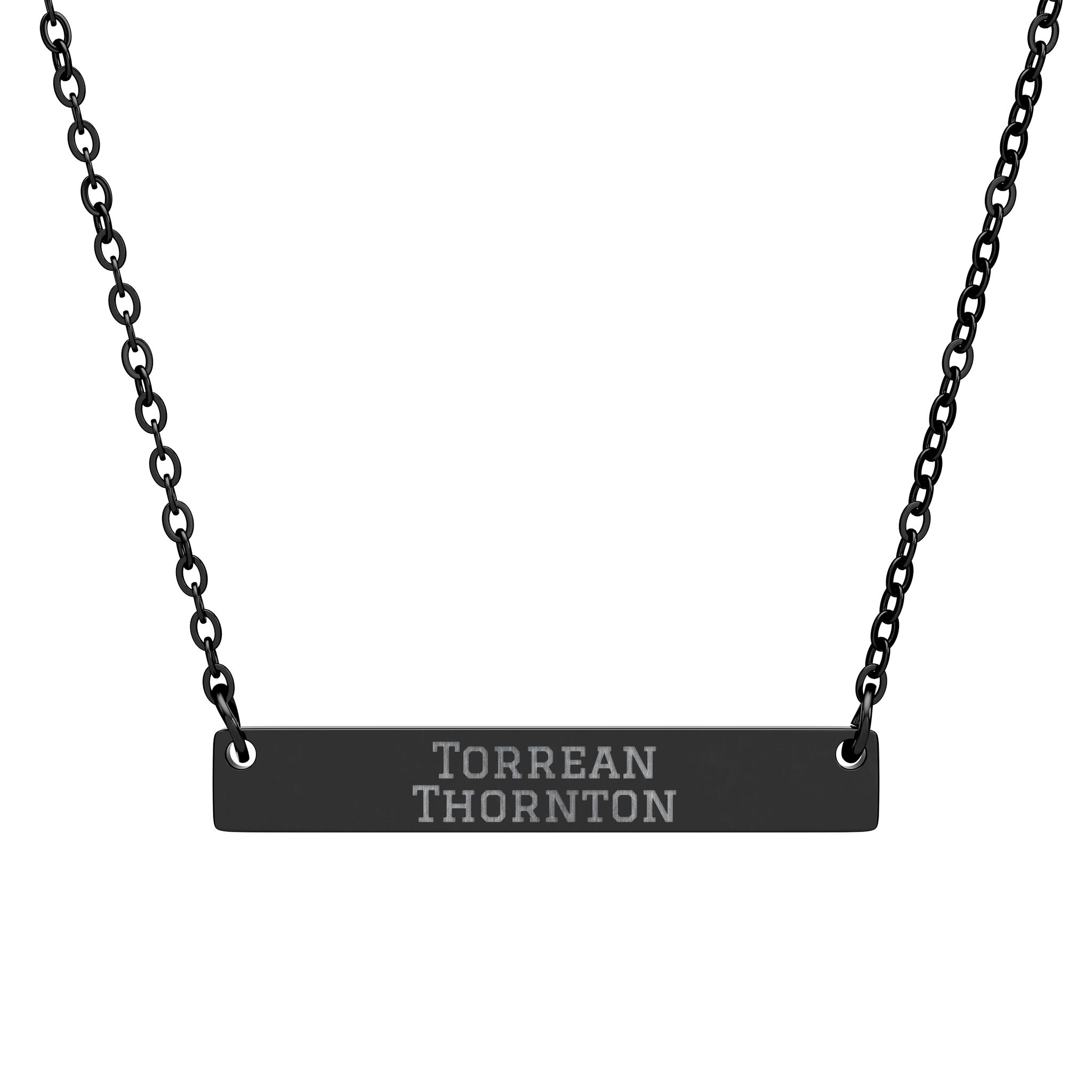 Engraved Bar Necklace — Classic in Black