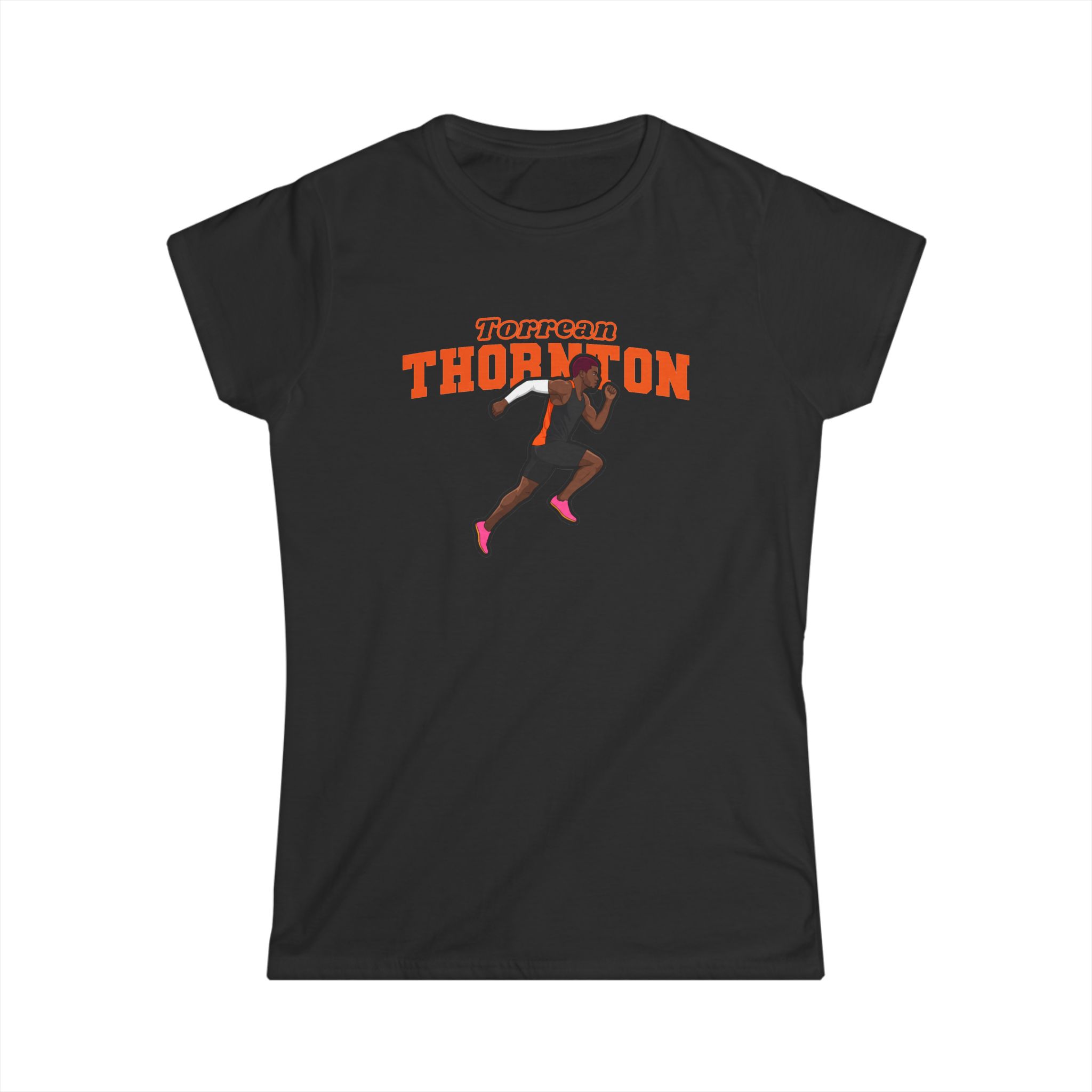 Women's Softstyle Tee — character_name_arch in Black