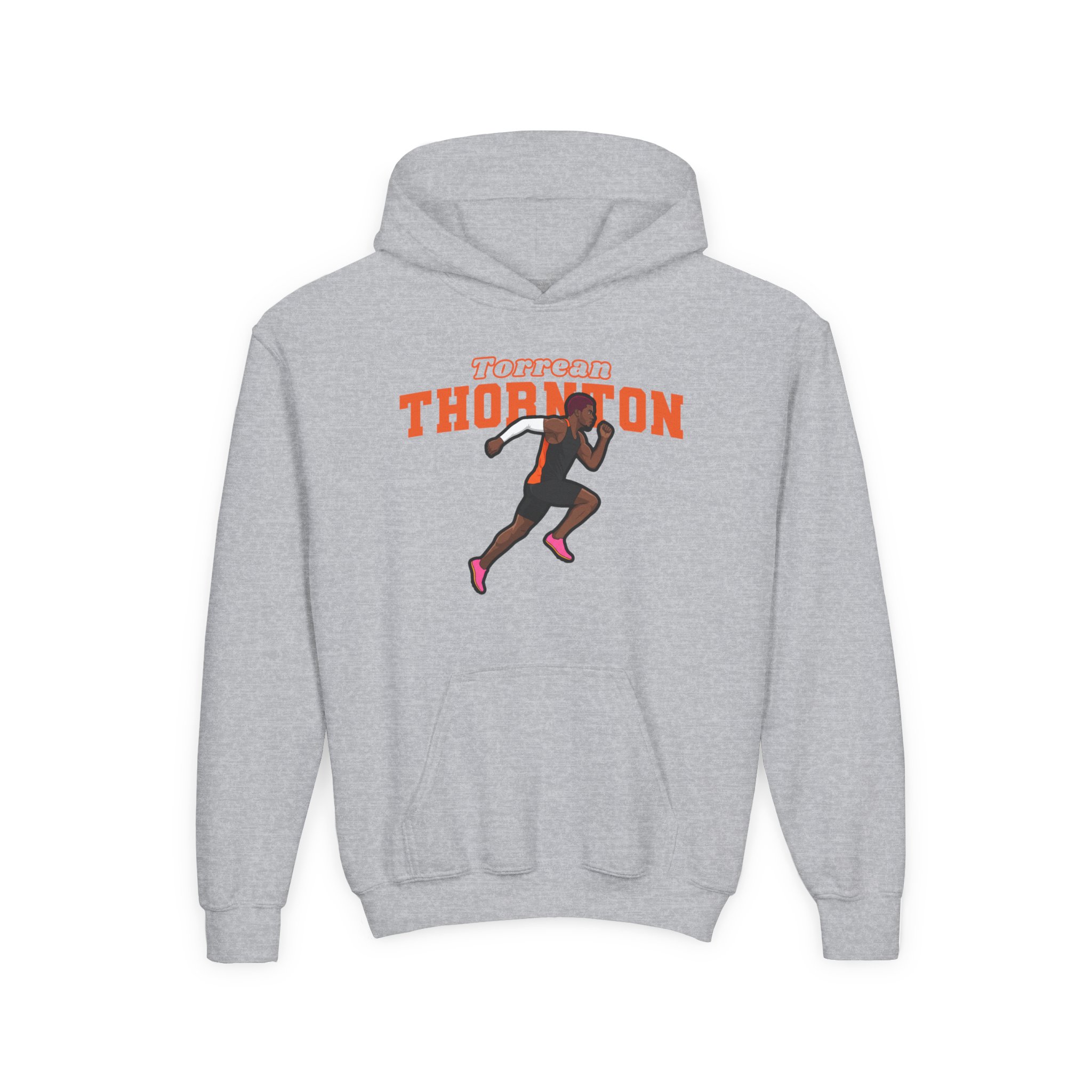 Youth Hoodie — character_name_arch in Grey