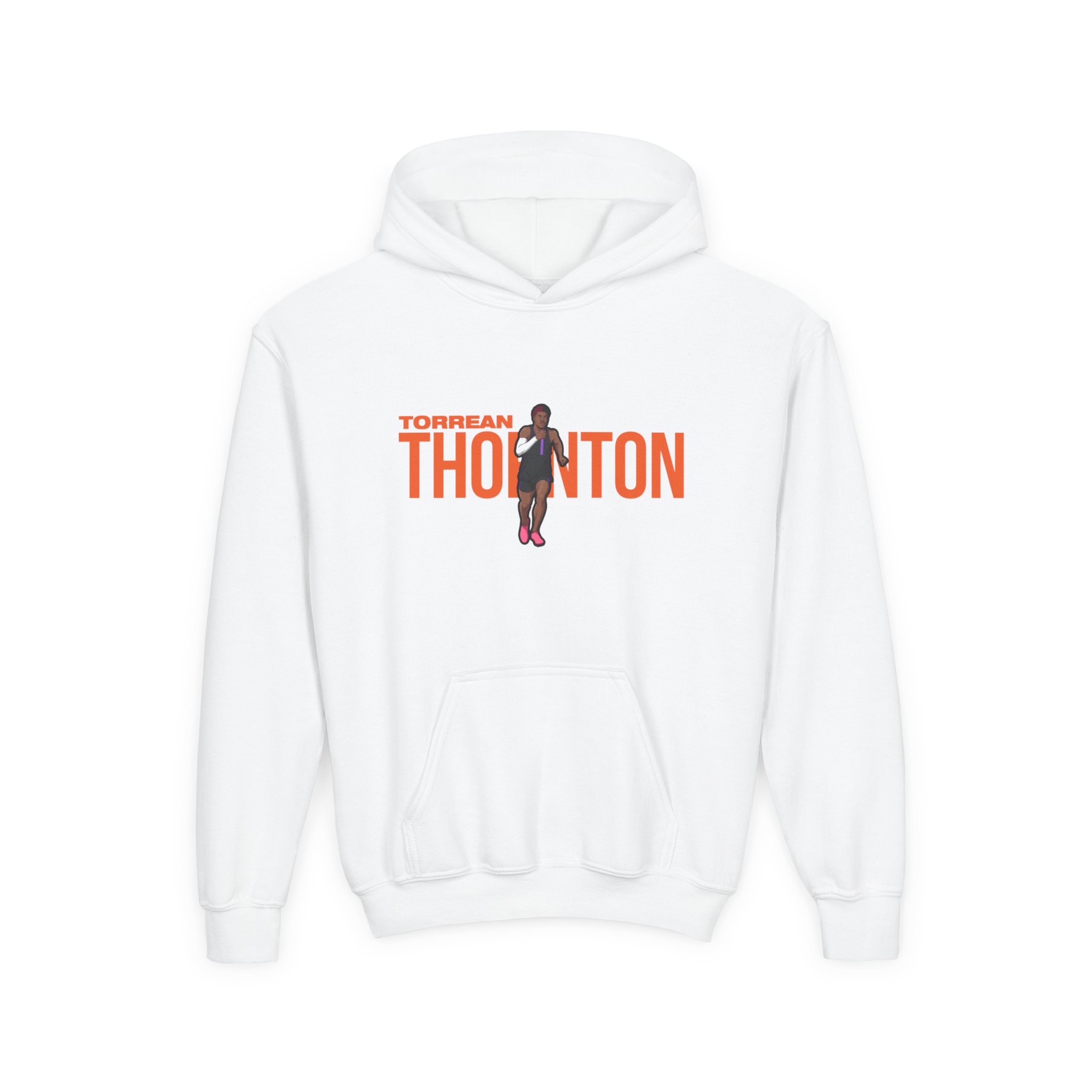Youth Hoodie — character_player_name in White