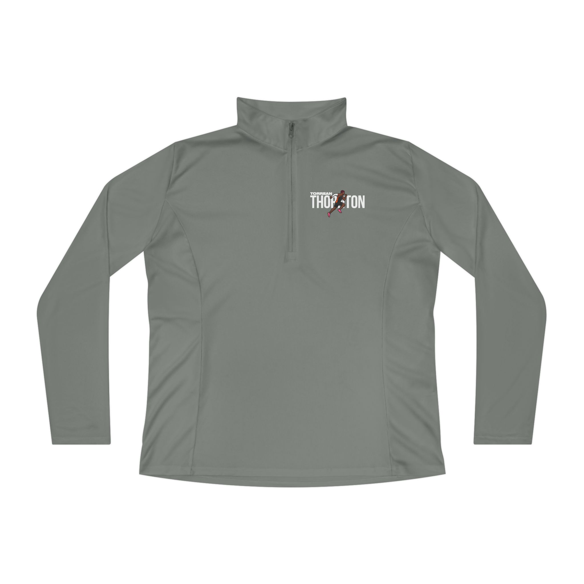 Women's Q-Zip Pullover — character_player_name in Grey