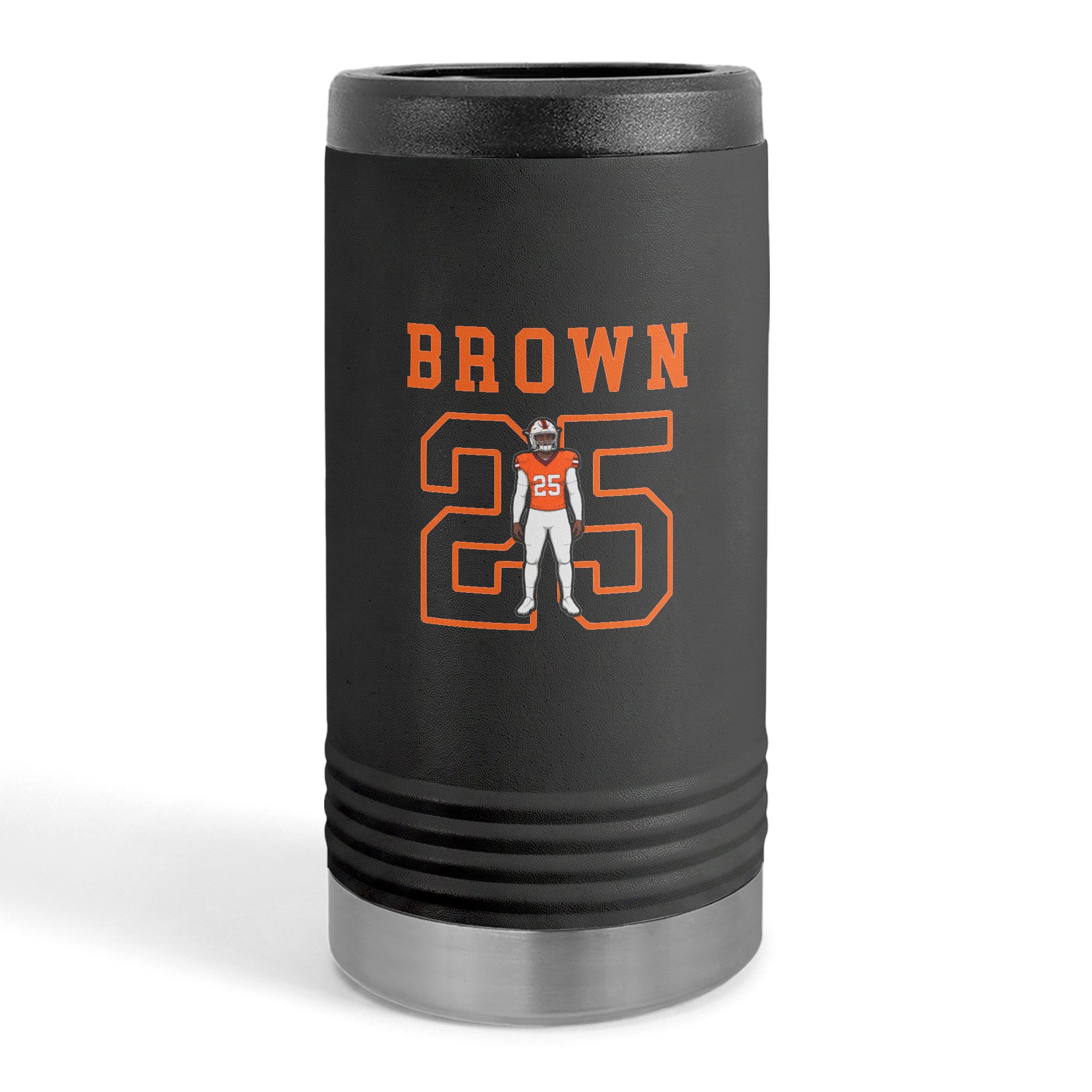 Slim Stainless Can Cooler — character_shirsey in Black