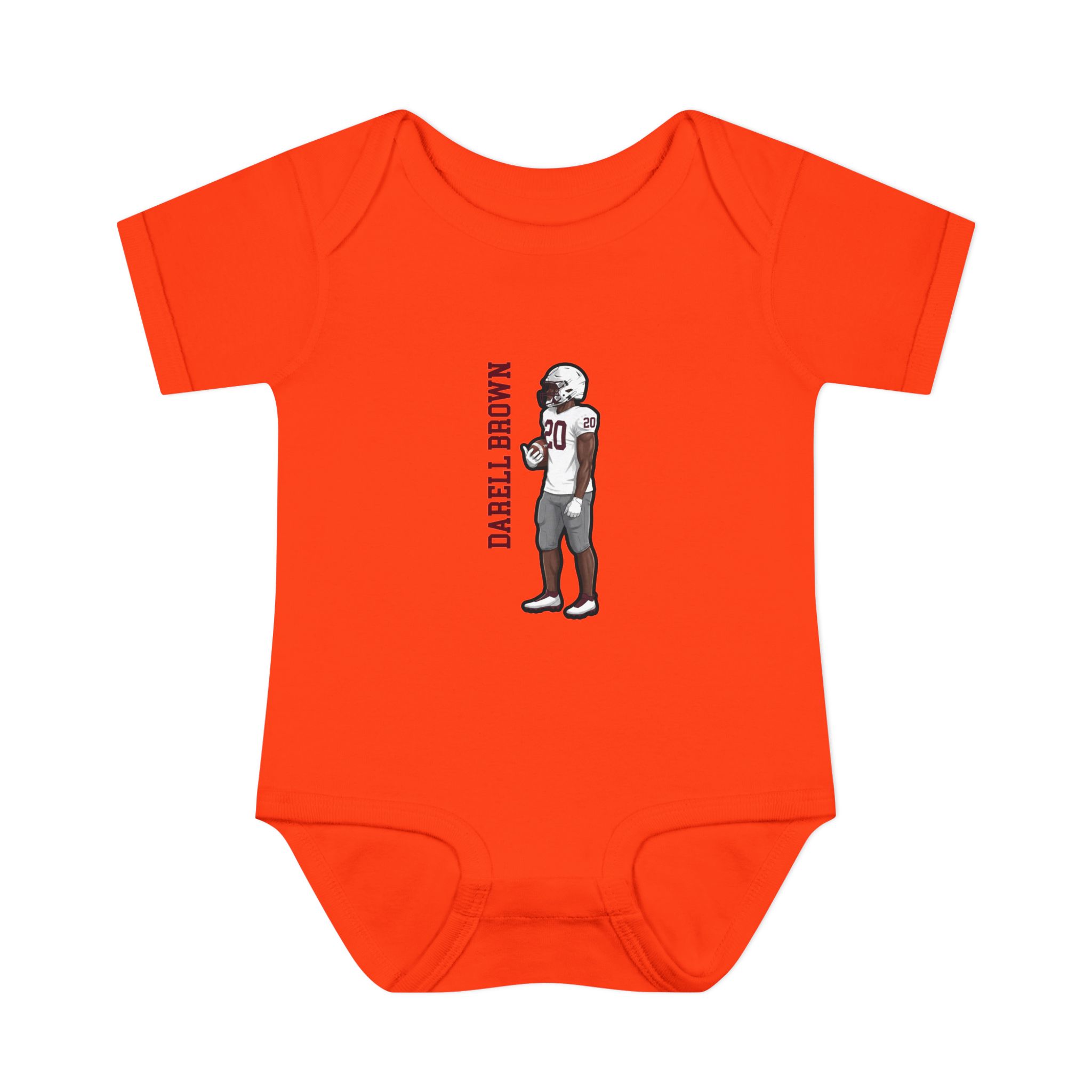 Baby Onesie — character_name_vertical in Orange