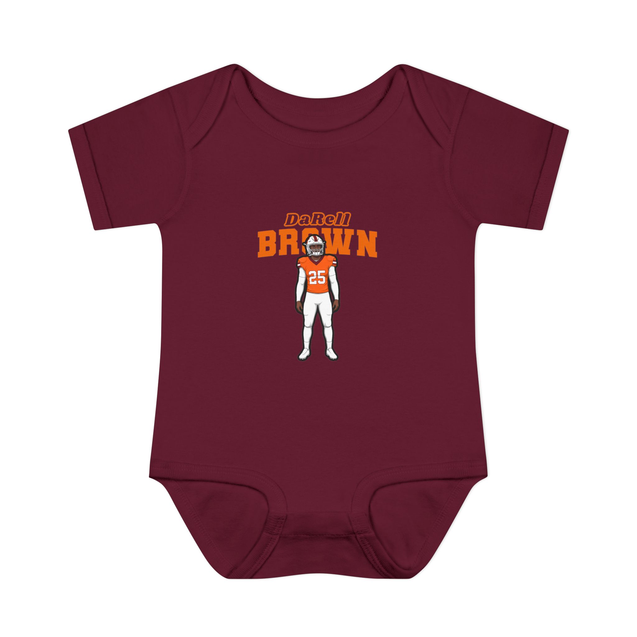 Baby Onesie — character_name_arch in Maroon