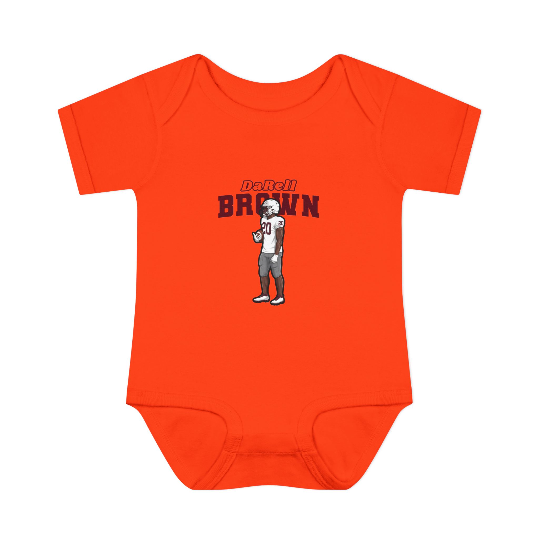 Baby Onesie — character_name_arch in Orange