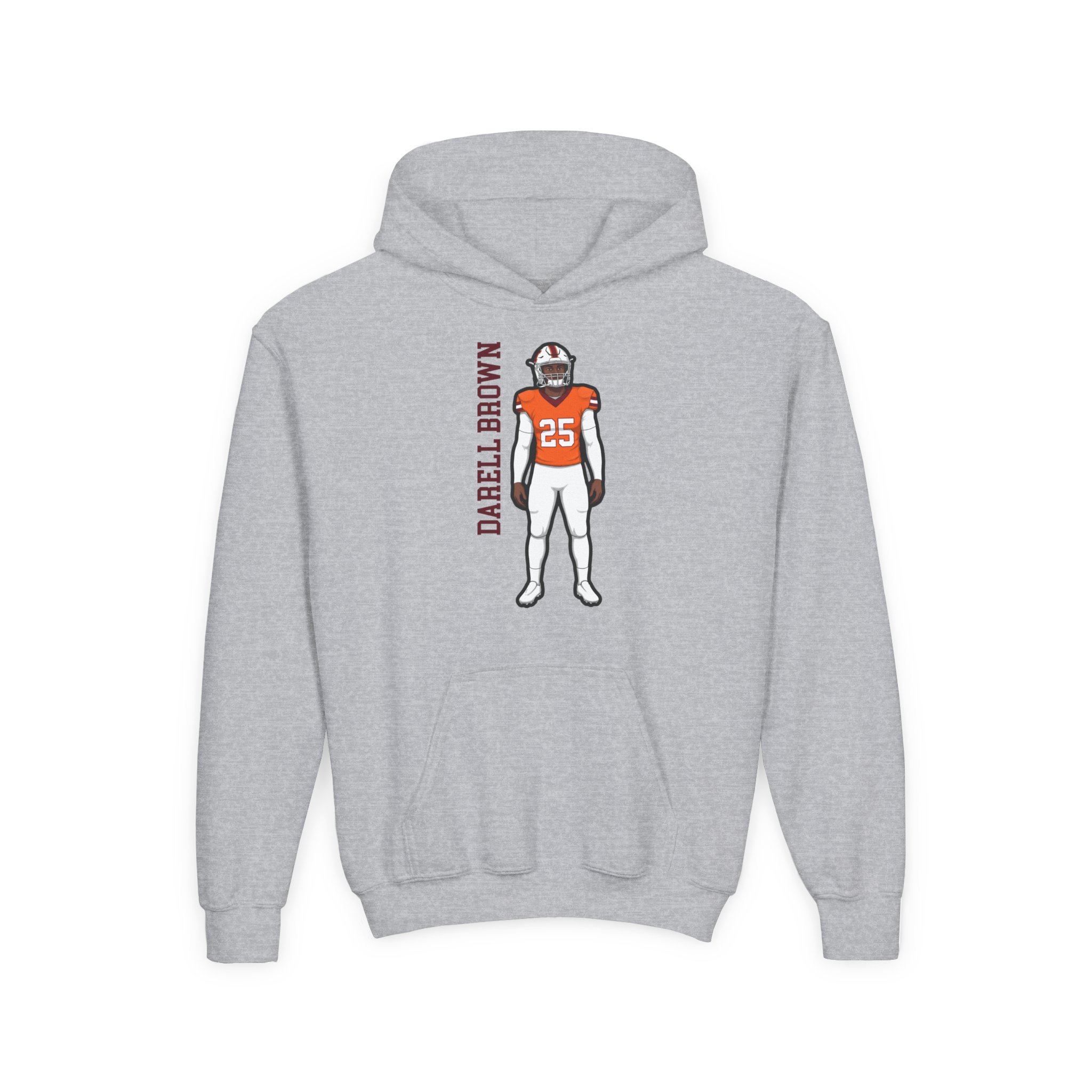 Youth Hoodie — character_name_vertical in Grey