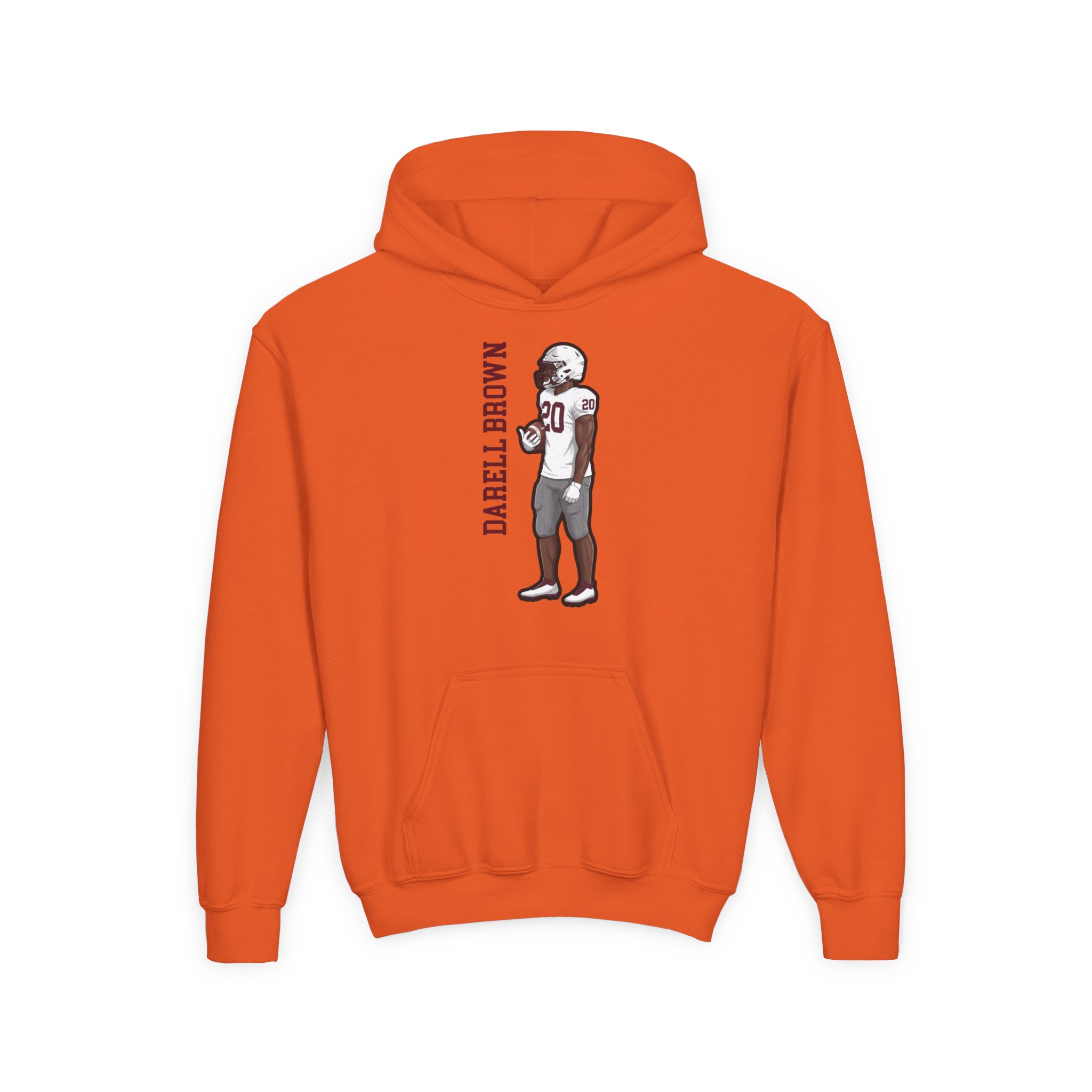Youth Hoodie — character_name_vertical in Orange
