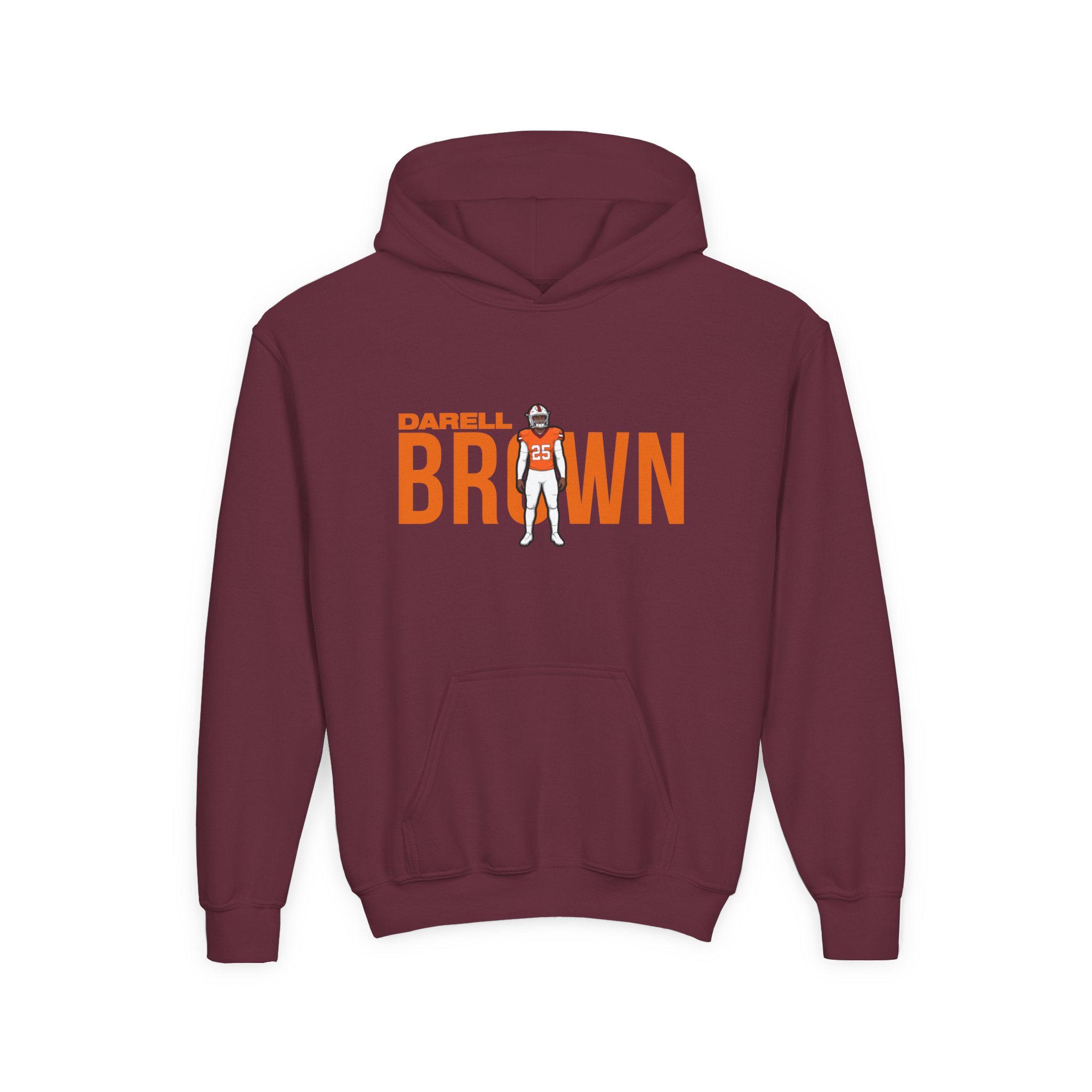 Youth Hoodie — character_player_name in Maroon