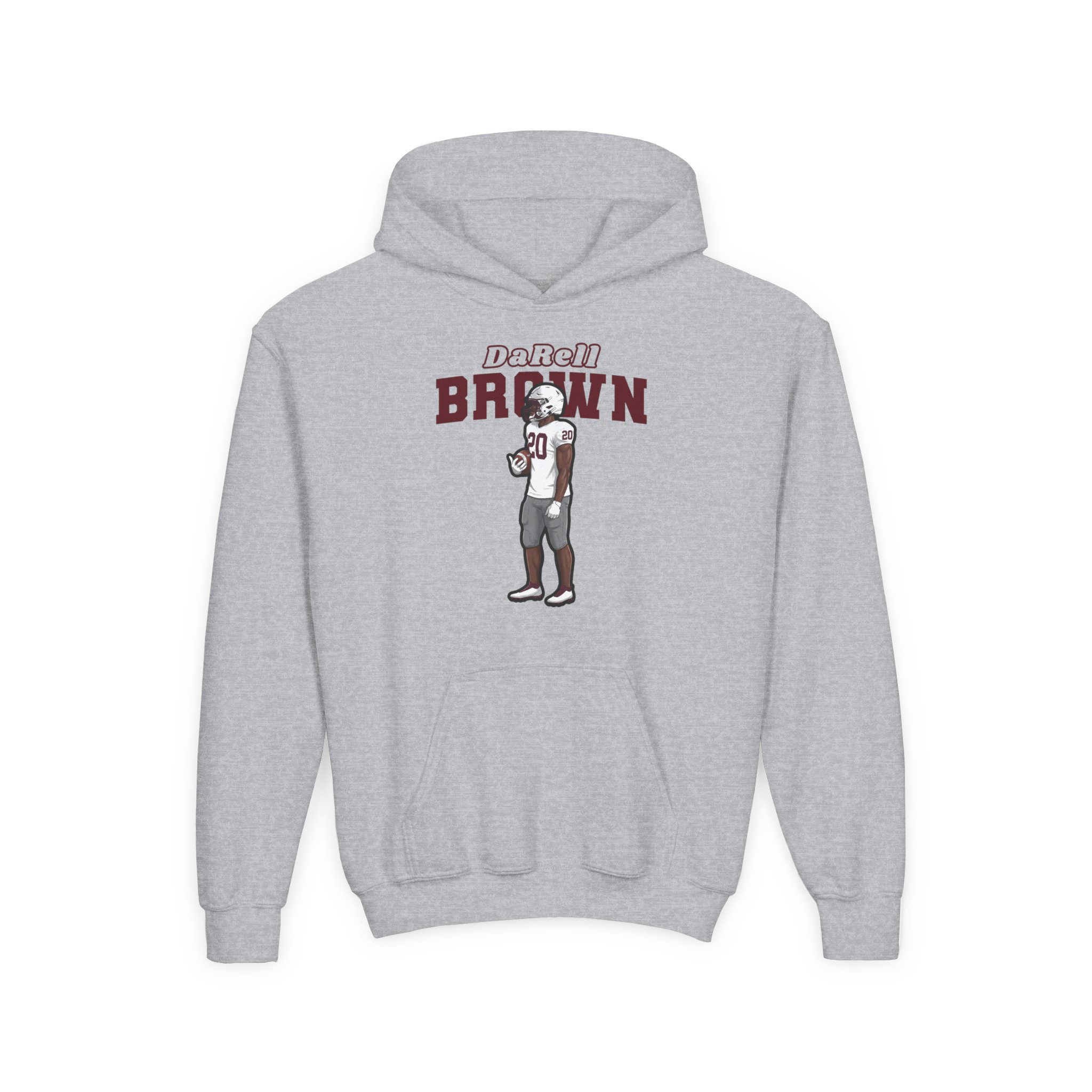 Youth Hoodie — character_name_arch in Grey