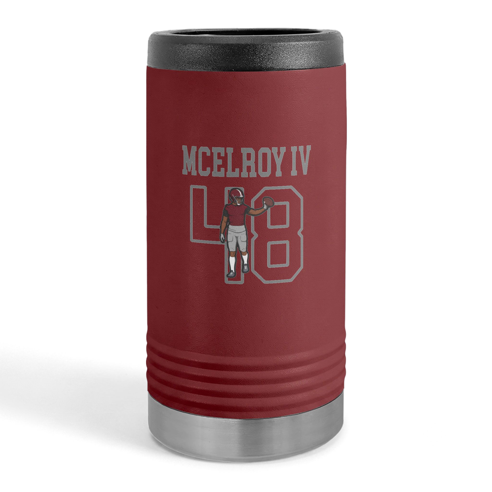 Slim Stainless Can Cooler — character_shirsey in Maroon