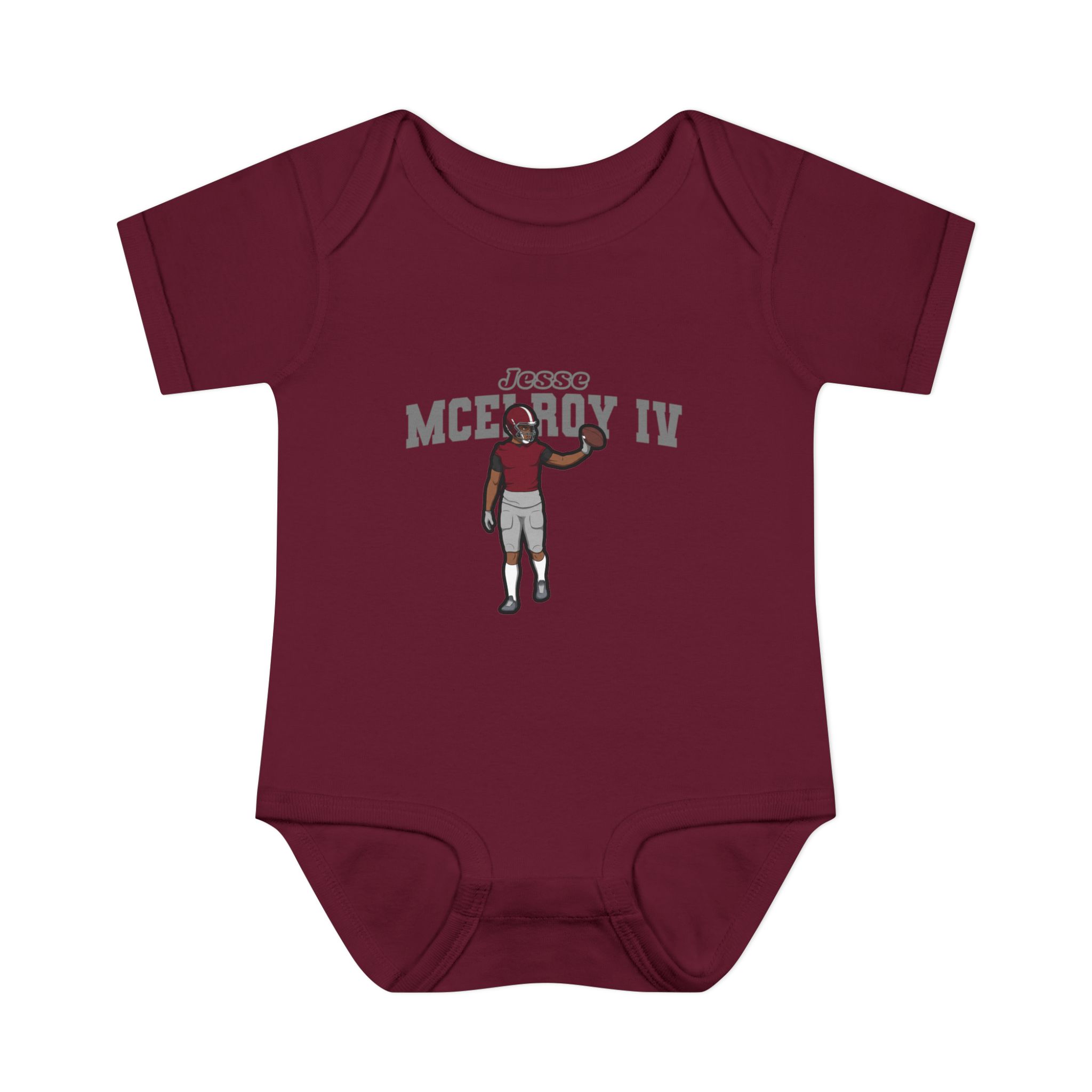 Baby Onesie — character_name_arch in Maroon