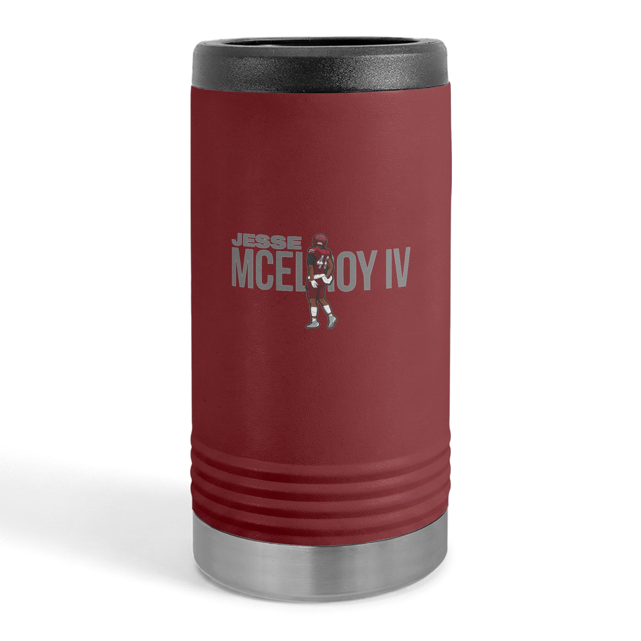 Slim Stainless Can Cooler — character_player_name in Maroon
