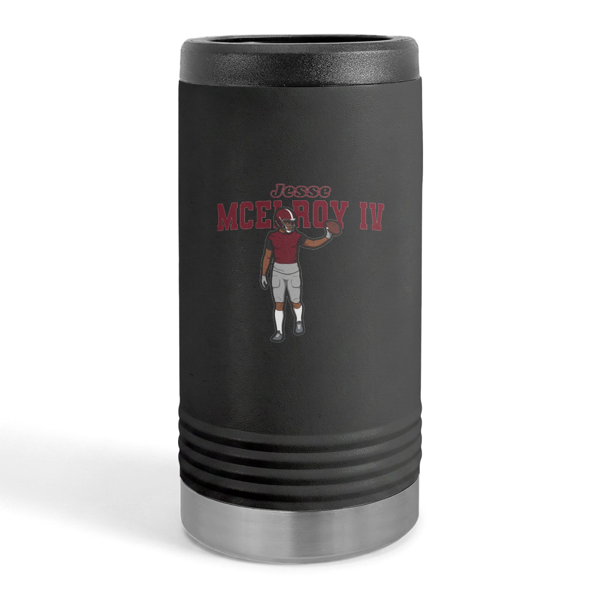 Slim Stainless Can Cooler — character_name_arch in Black