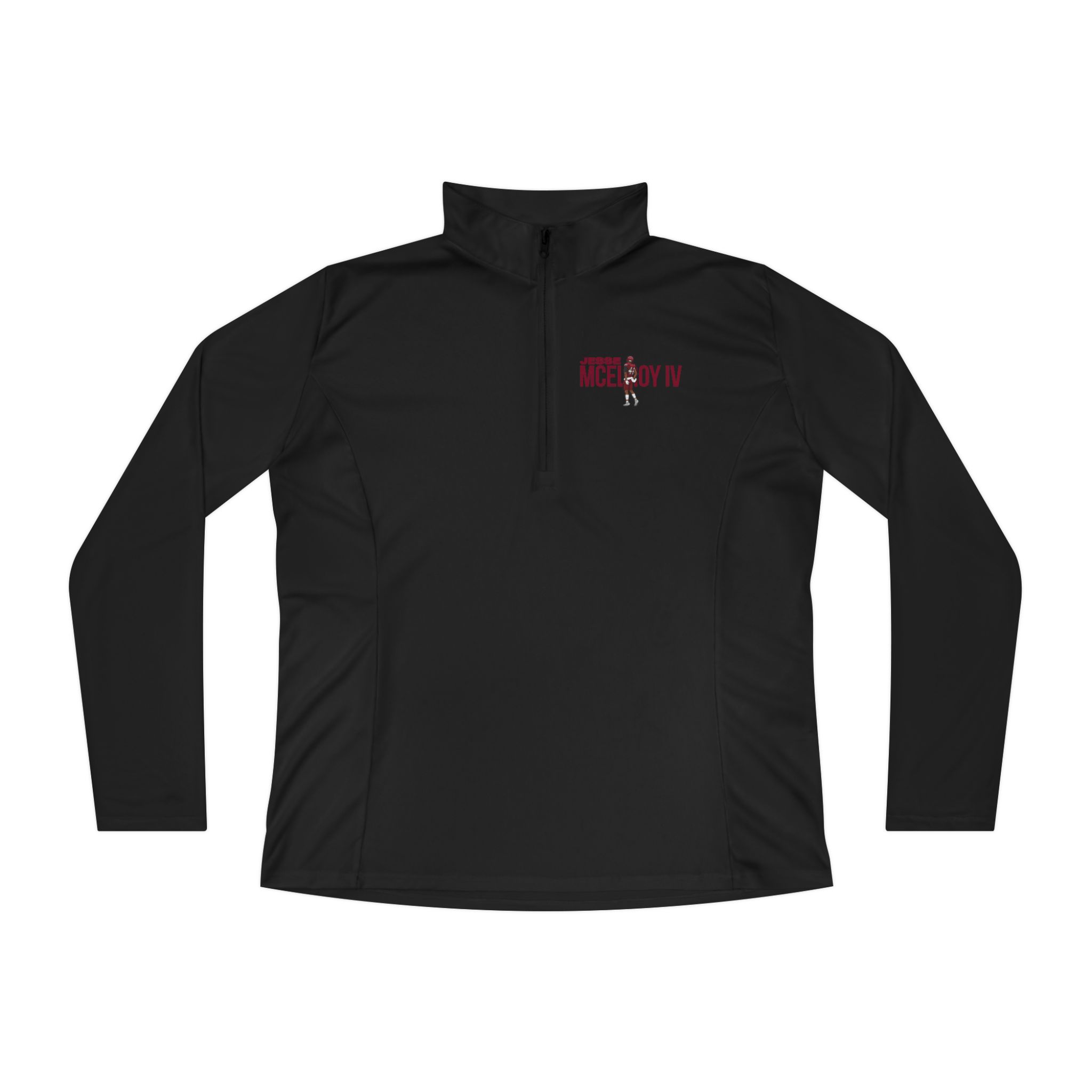 Women's Q-Zip Pullover — character_player_name in Black