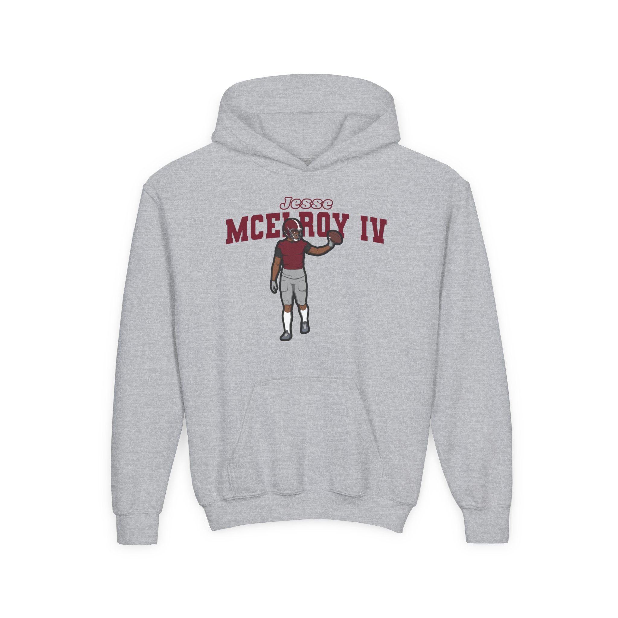 Youth Hoodie — character_name_arch in Grey