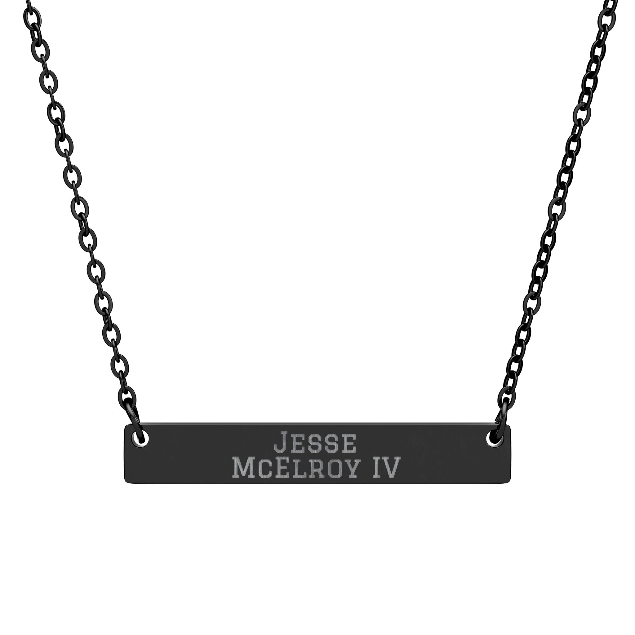 Engraved Bar Necklace — Classic in Black
