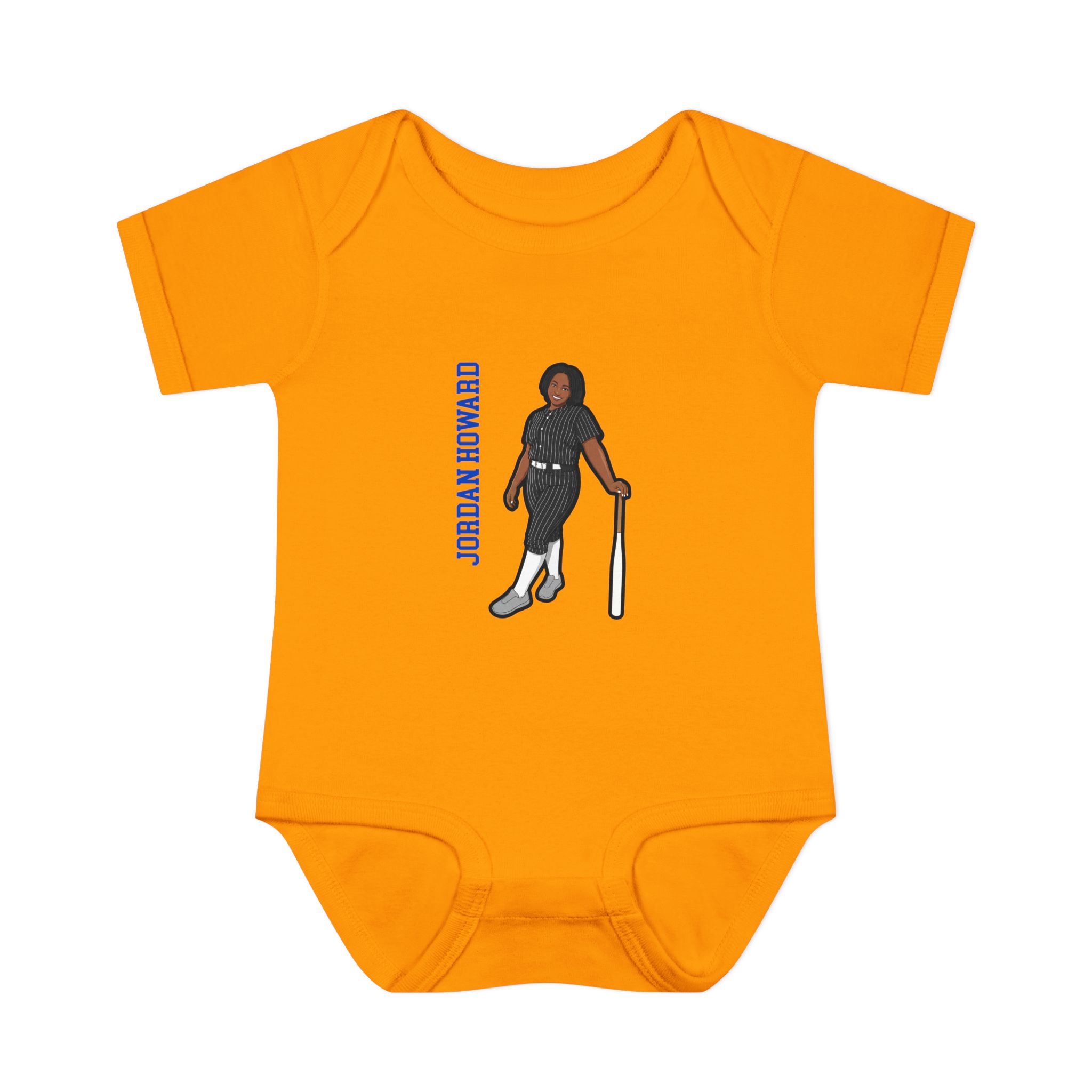 Baby Onesie — character_name_vertical in Gold