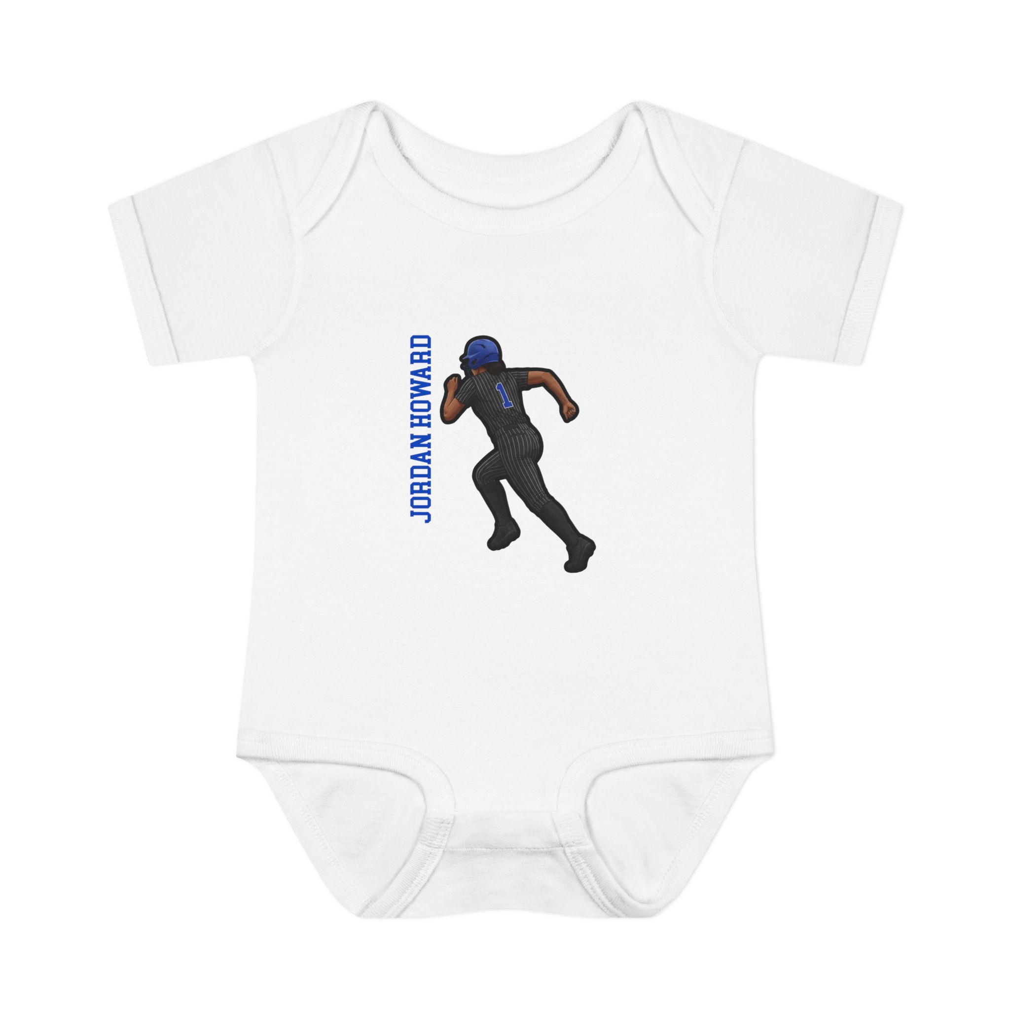 Baby Onesie — character_name_vertical in White