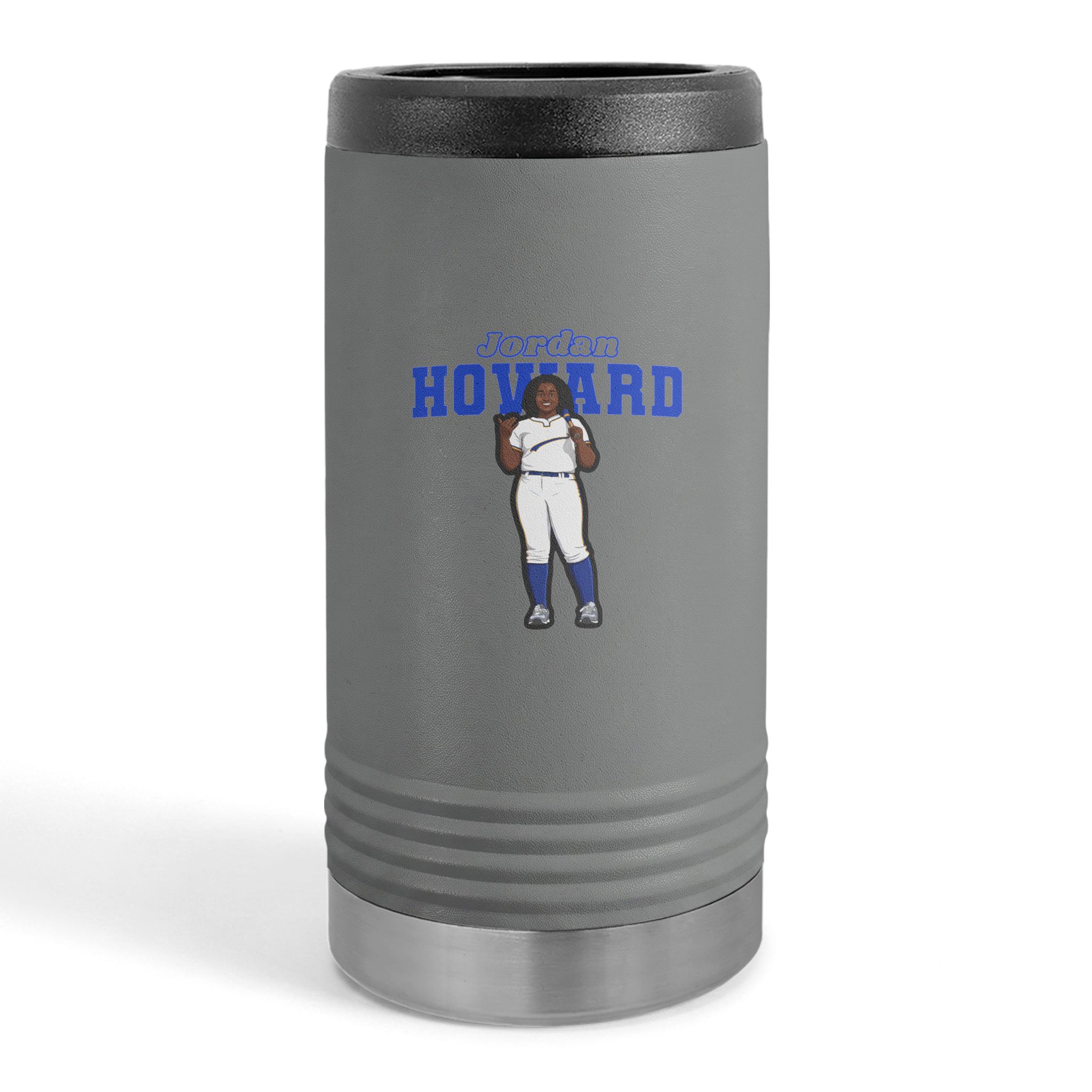 Slim Stainless Can Cooler — character_name_arch in Grey