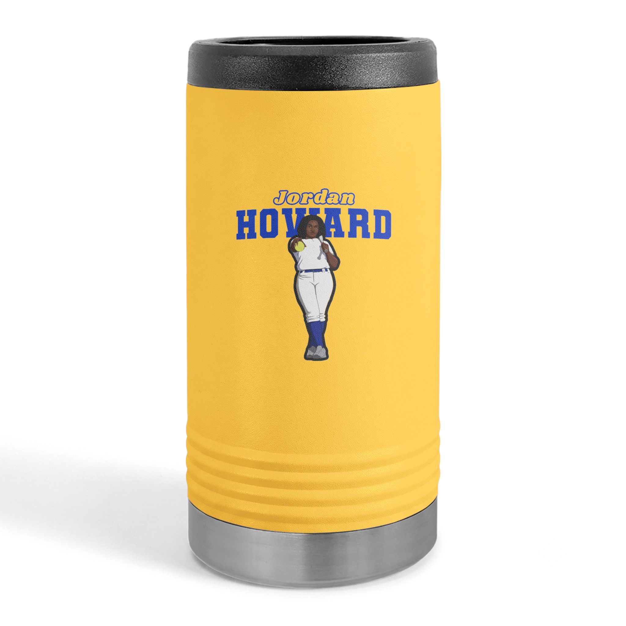 Slim Stainless Can Cooler — character_name_arch in Yellow