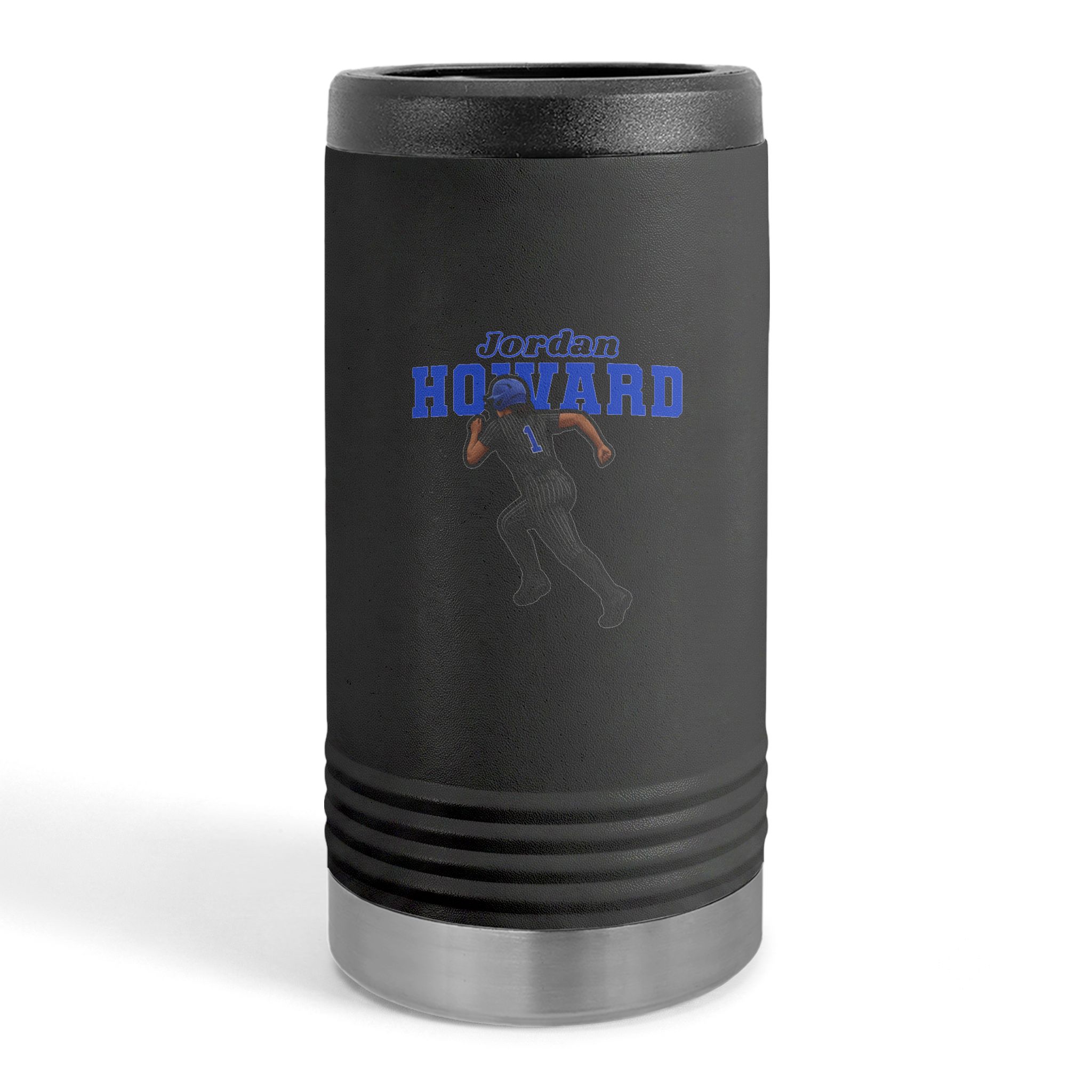 Slim Stainless Can Cooler — character_name_arch in Black