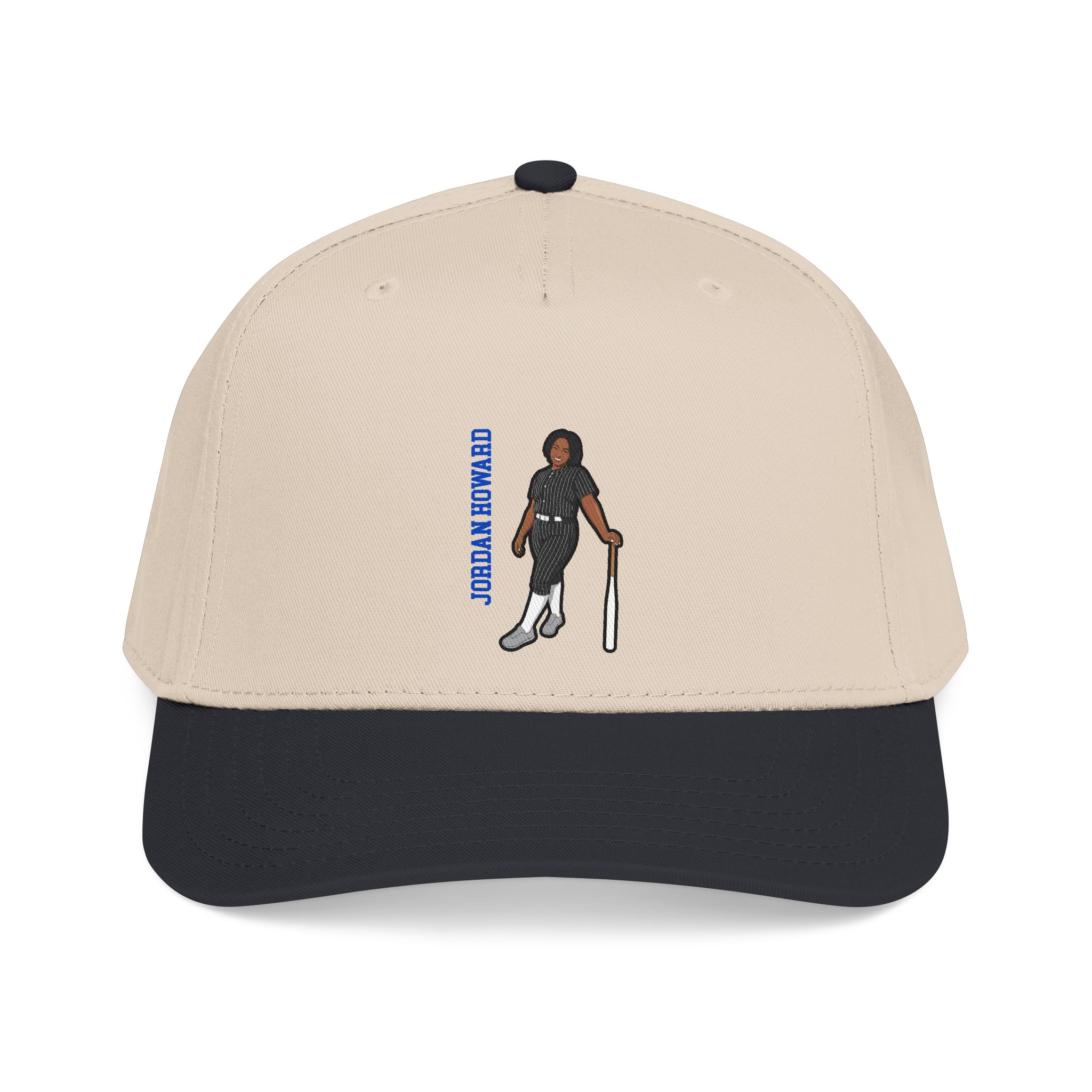 Baseball Cap — character_name_vertical in Black / Natural