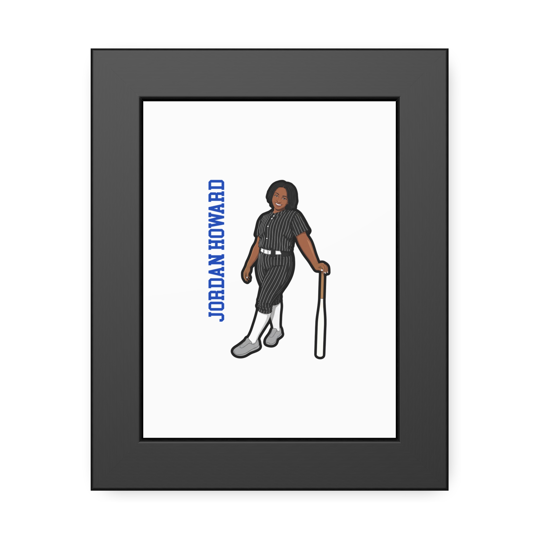 Framed Poster — character_name_vertical in Black