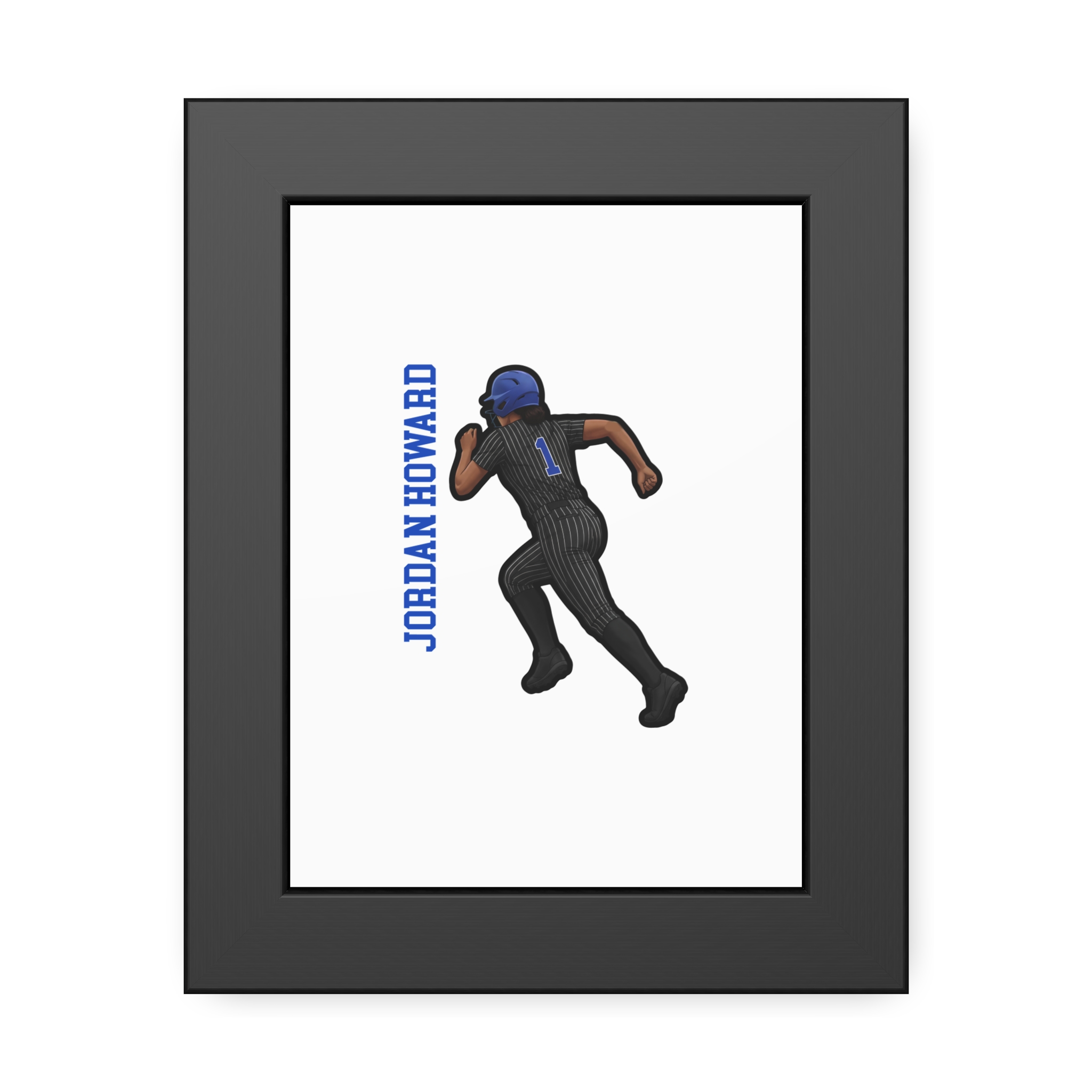 Framed Poster — character_name_vertical in Black
