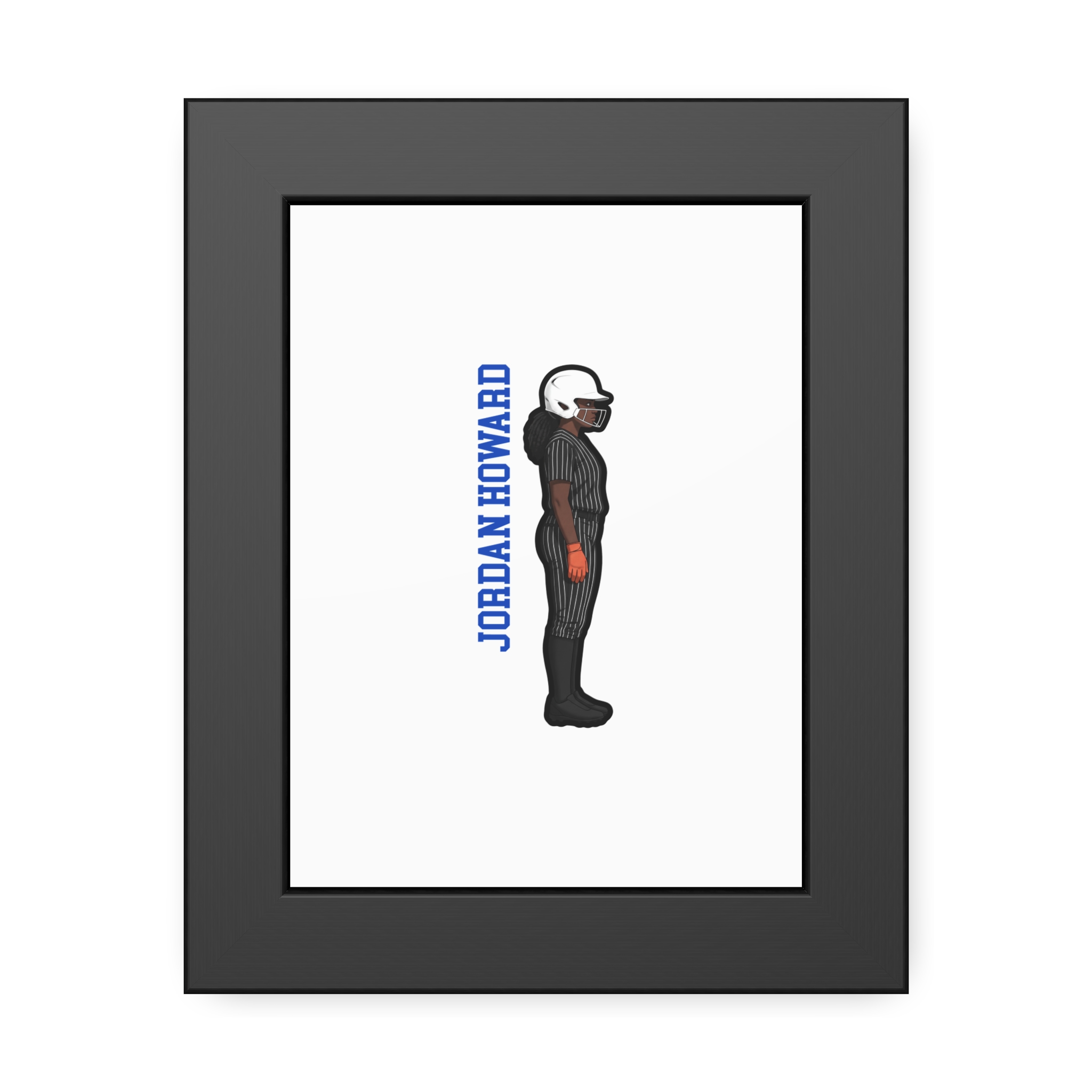 Framed Poster — character_name_vertical in Black