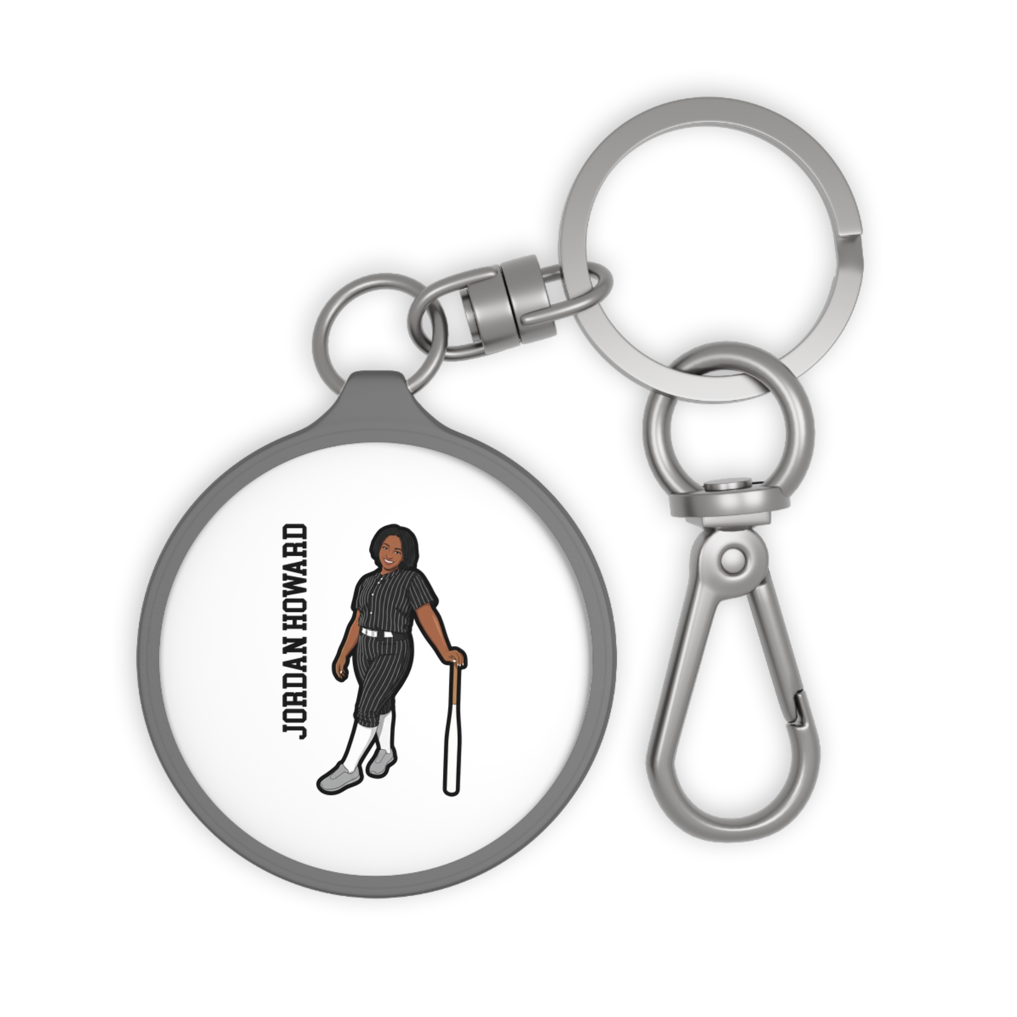 Keychain — character_name_vertical in Grey