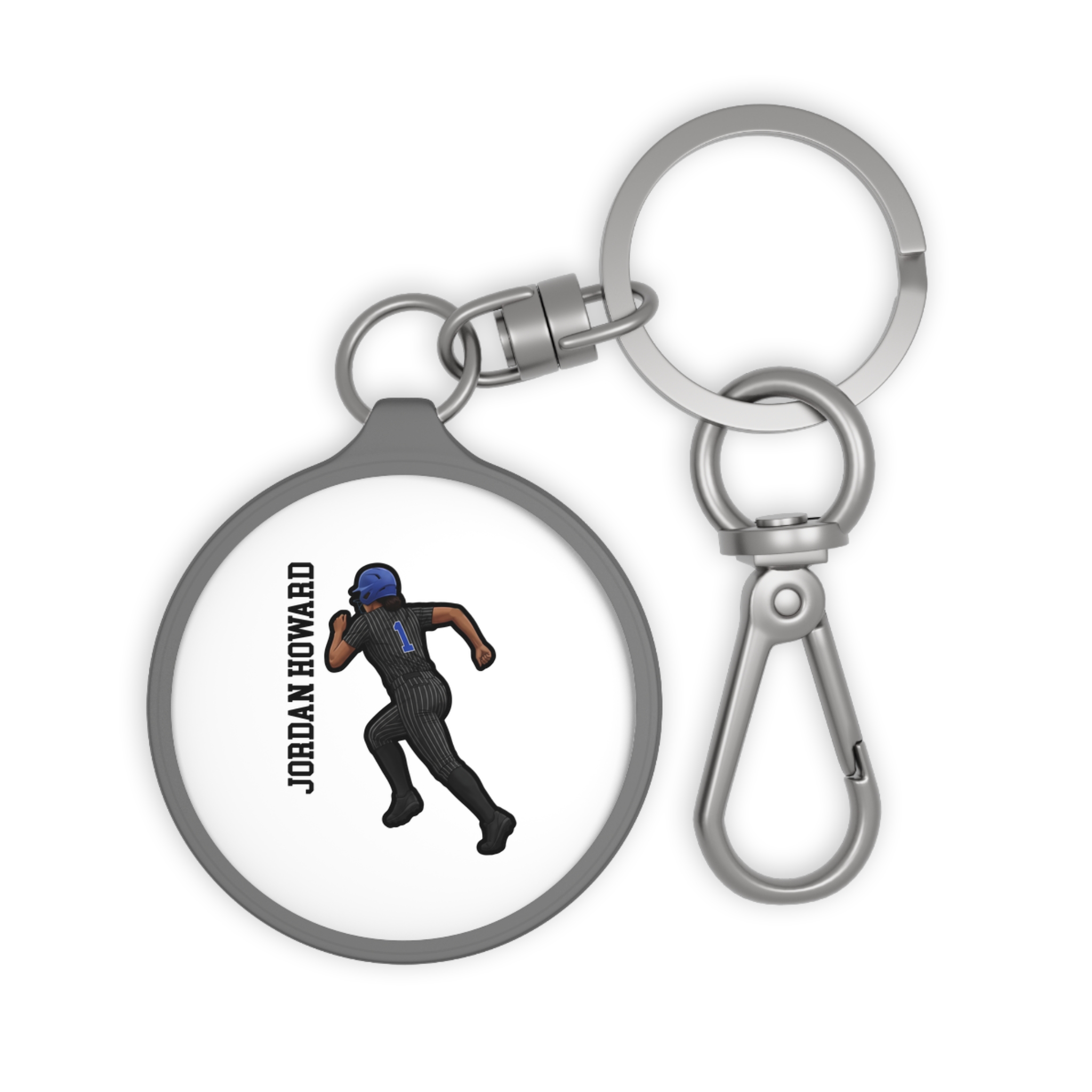 Keychain — character_name_vertical in Grey
