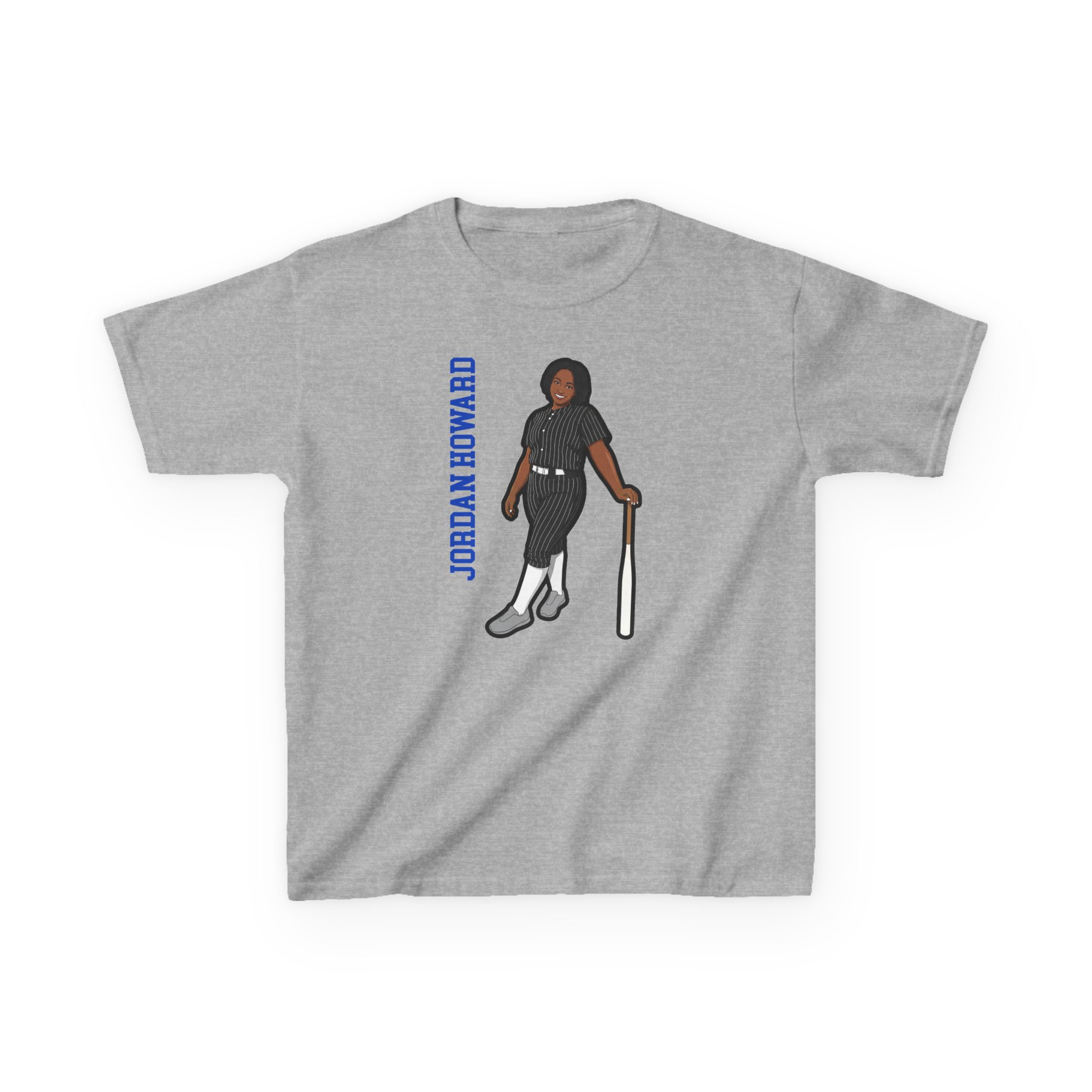 Youth Tee — character_name_vertical in Grey