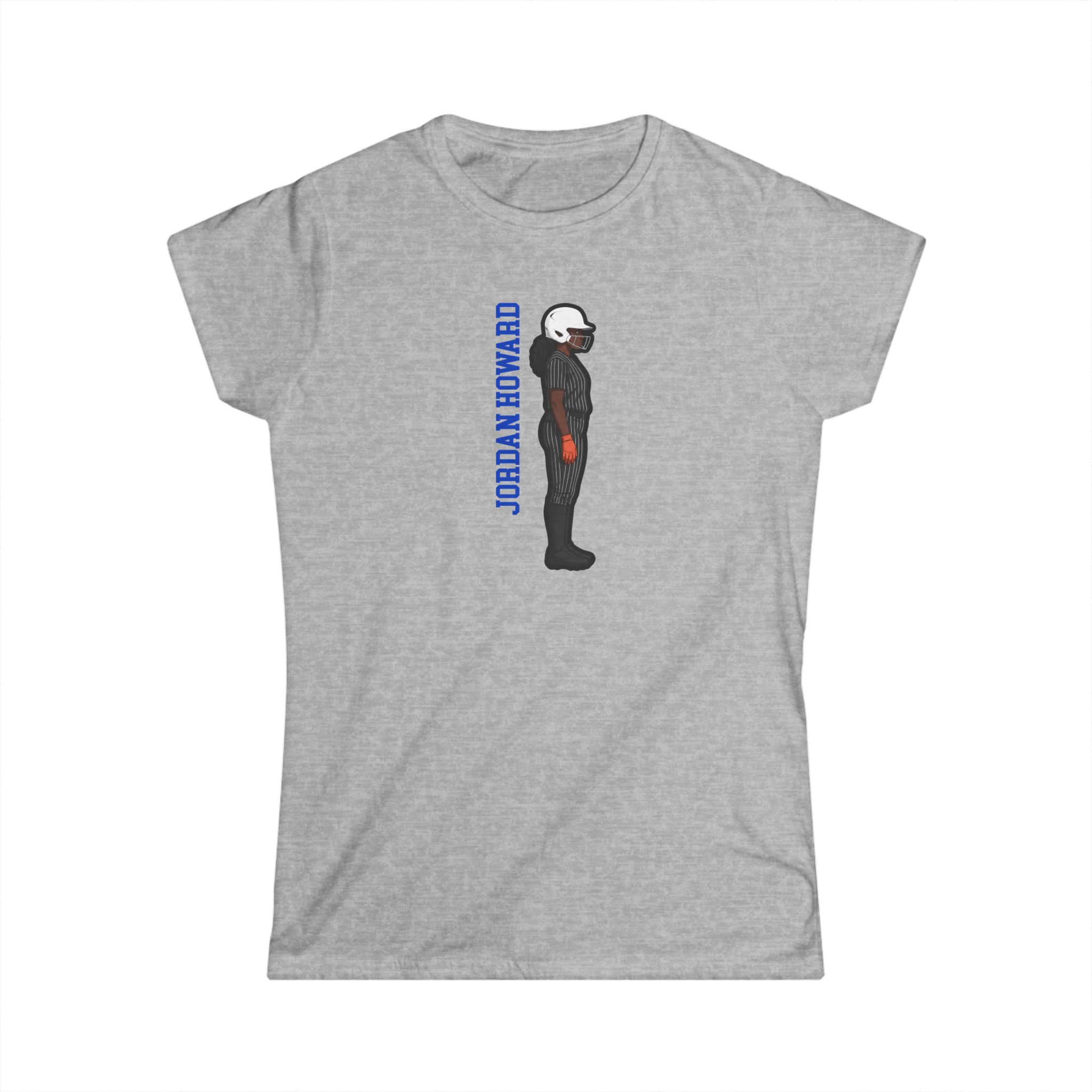 Women's Softstyle Tee — character_name_vertical in Grey