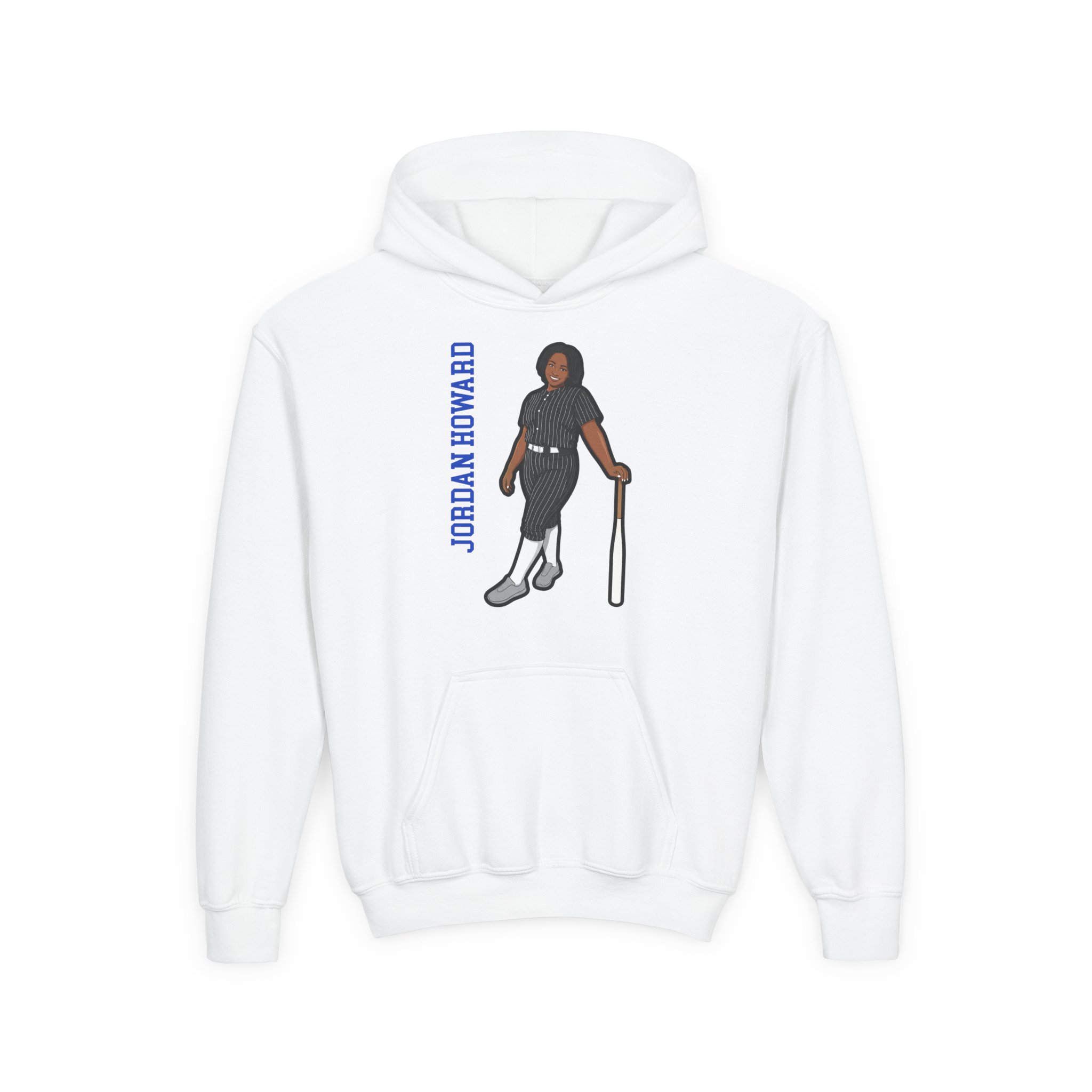 Youth Hoodie — character_name_vertical in White