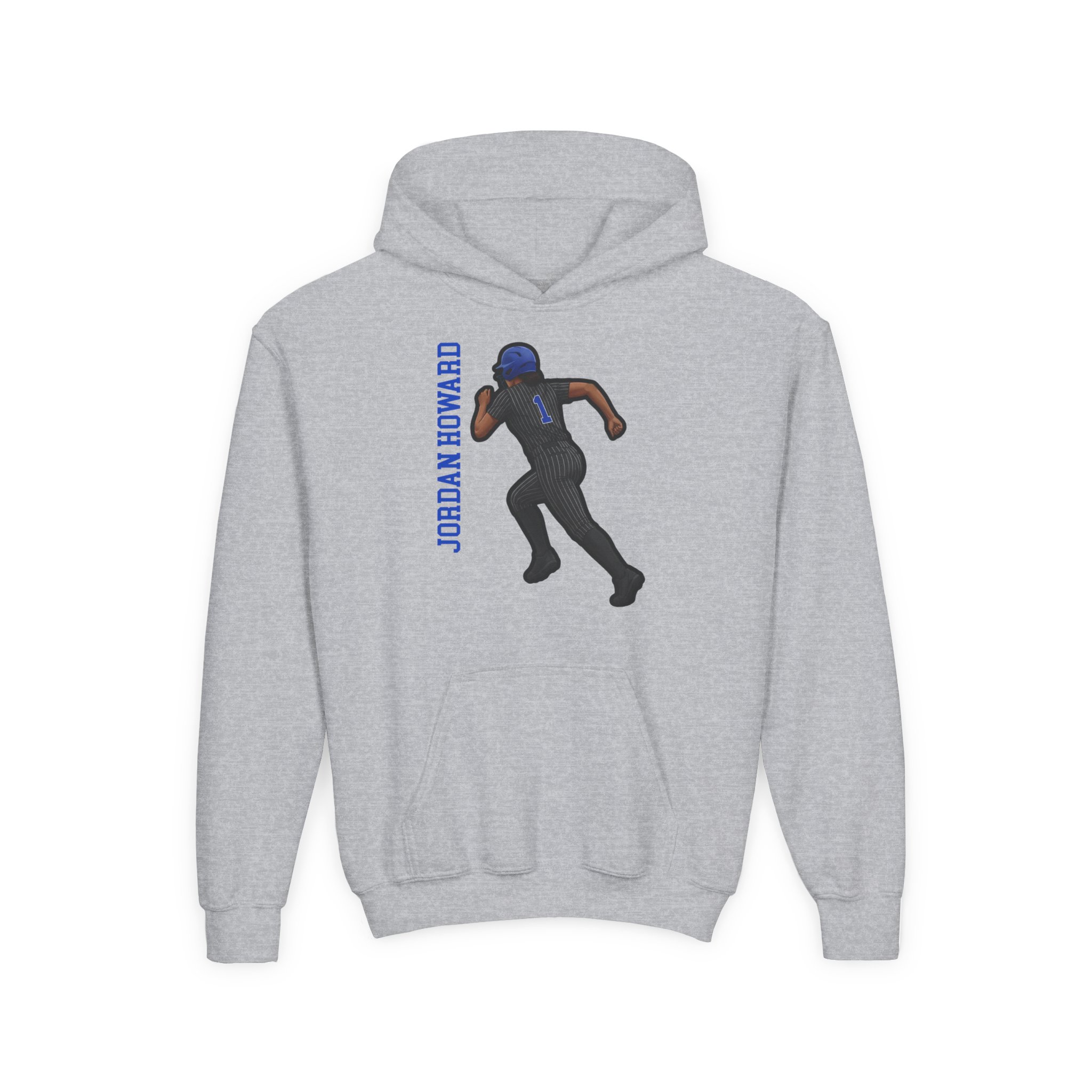 Youth Hoodie — character_name_vertical in Grey