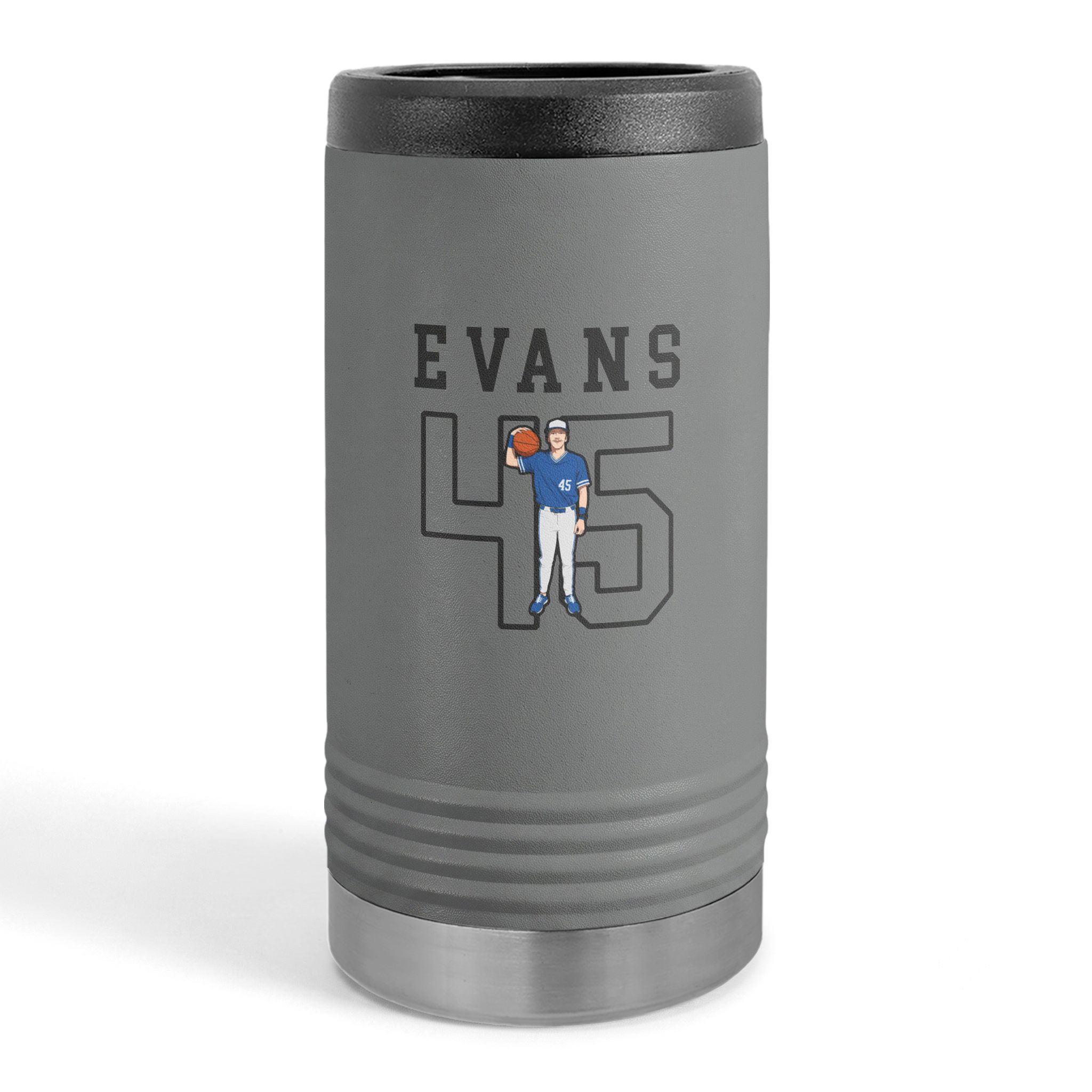 Slim Stainless Can Cooler — character_shirsey in Grey