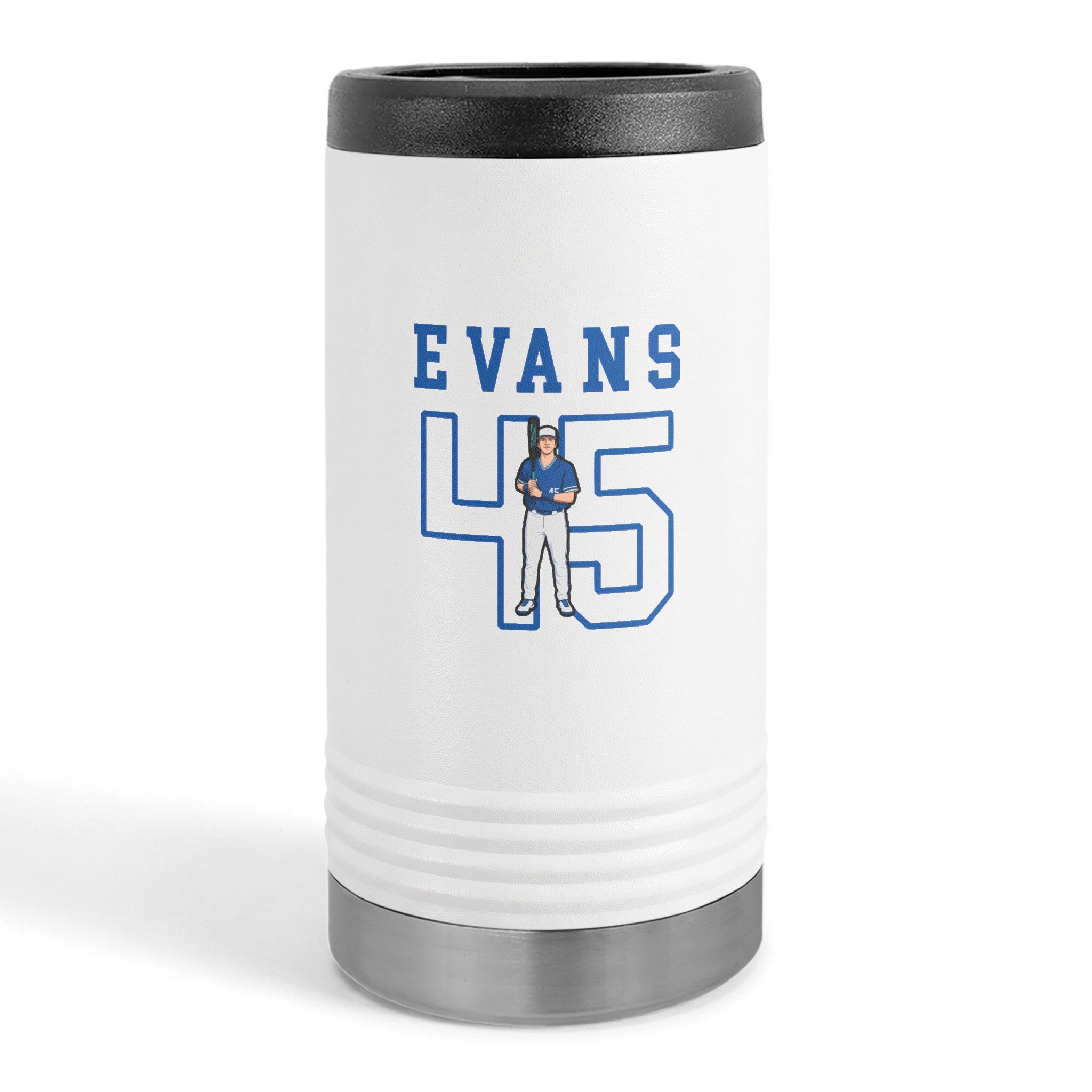 Slim Stainless Can Cooler — character_shirsey in White