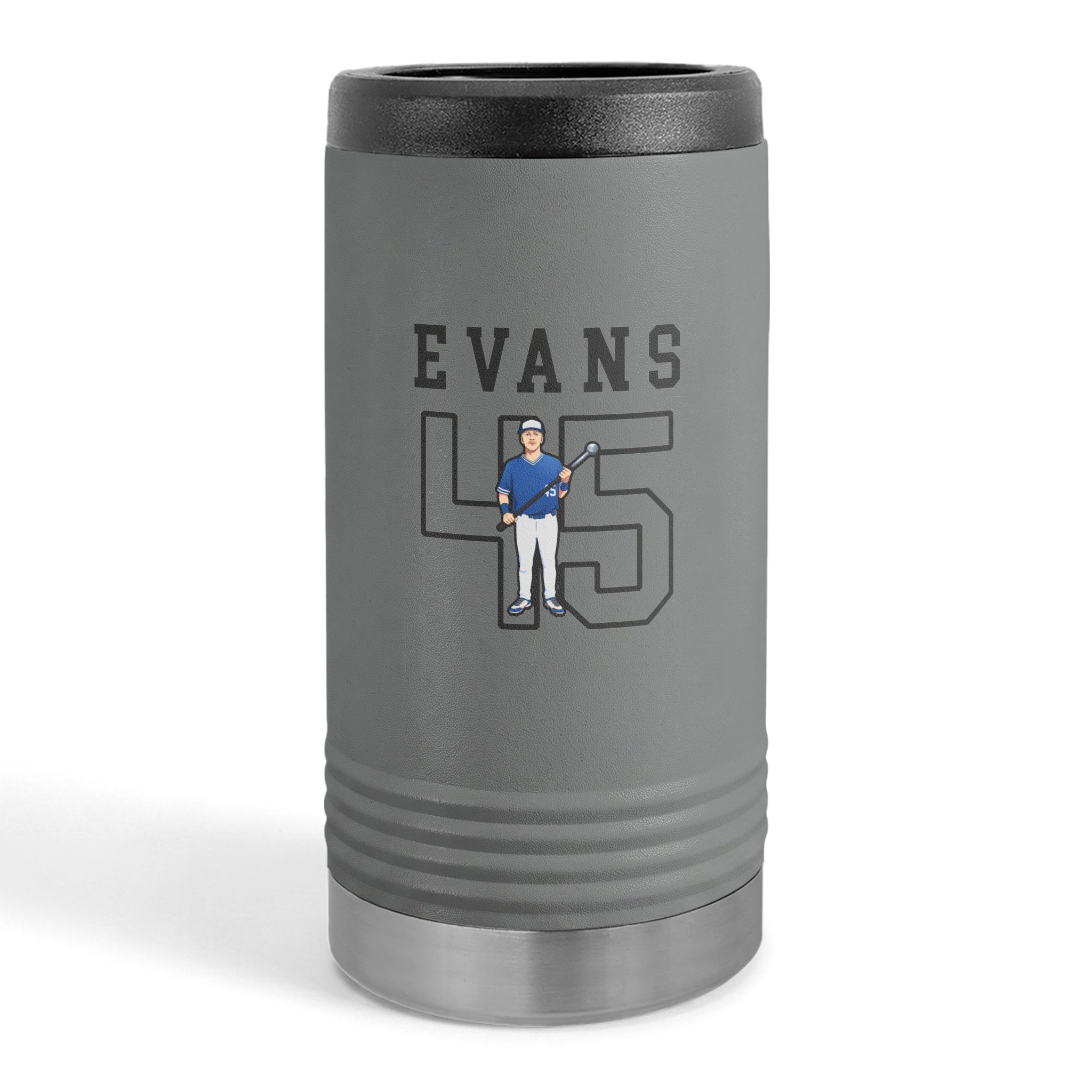 Slim Stainless Can Cooler — character_shirsey in Grey