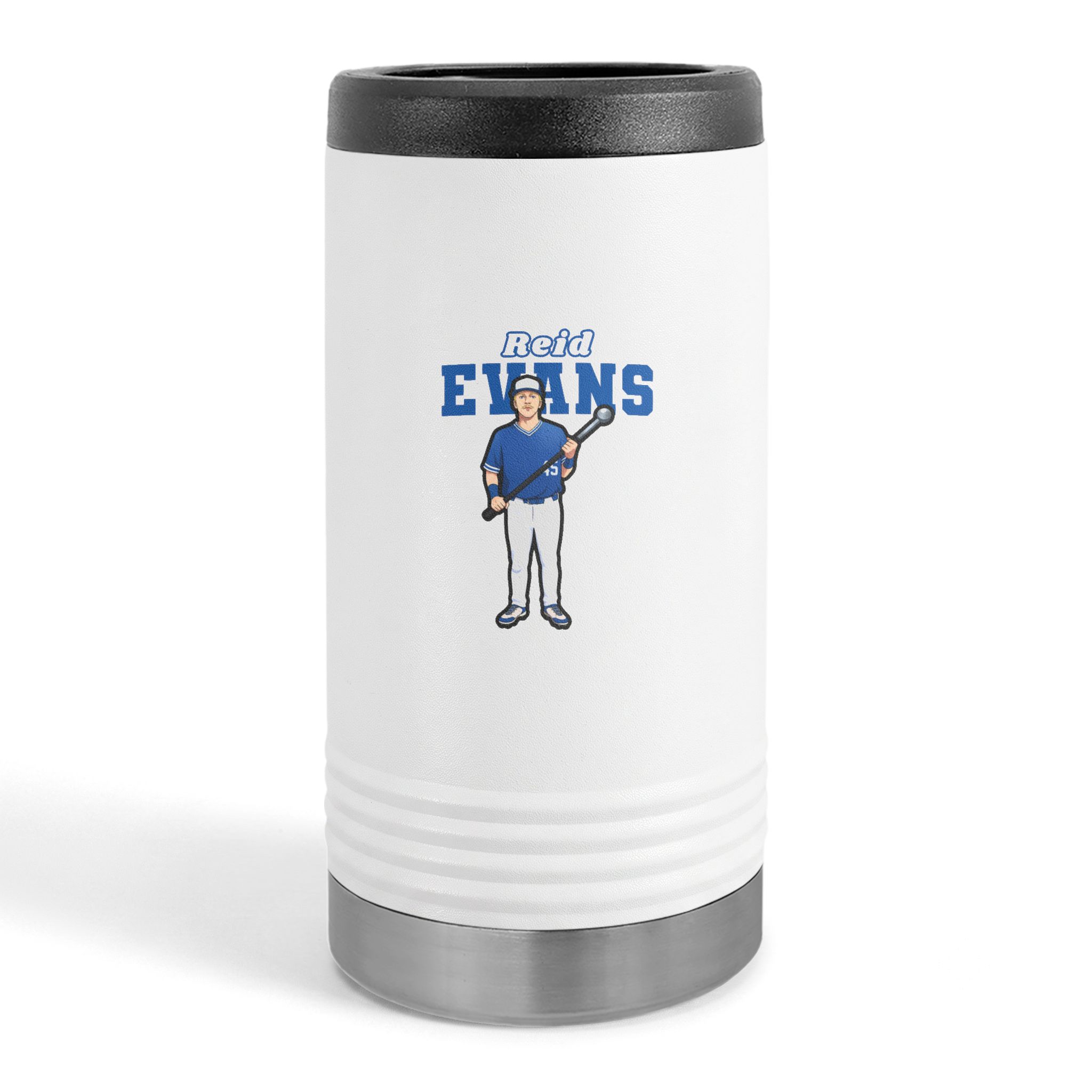 Slim Stainless Can Cooler — character_name_arch in White