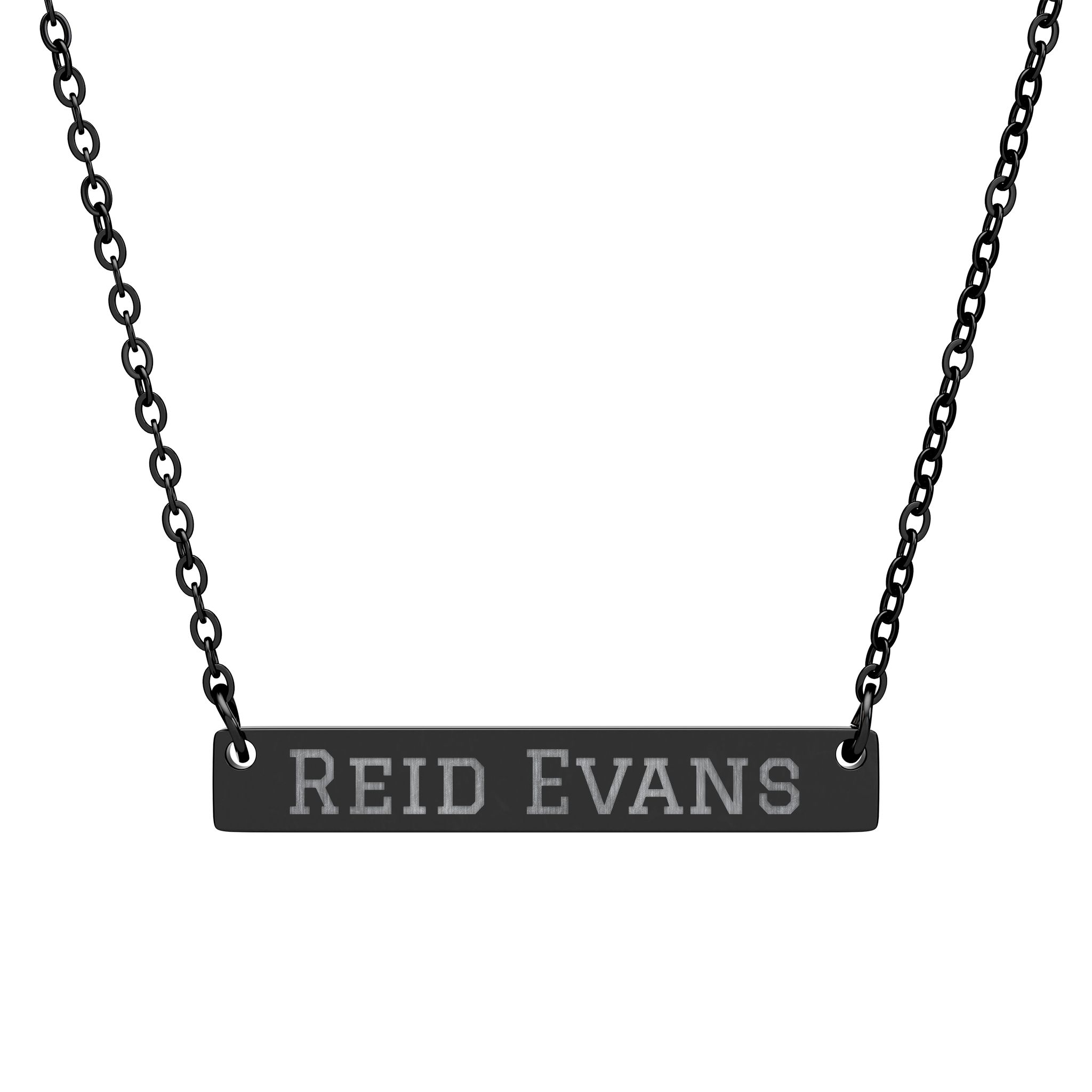 Engraved Bar Necklace — Classic in Black