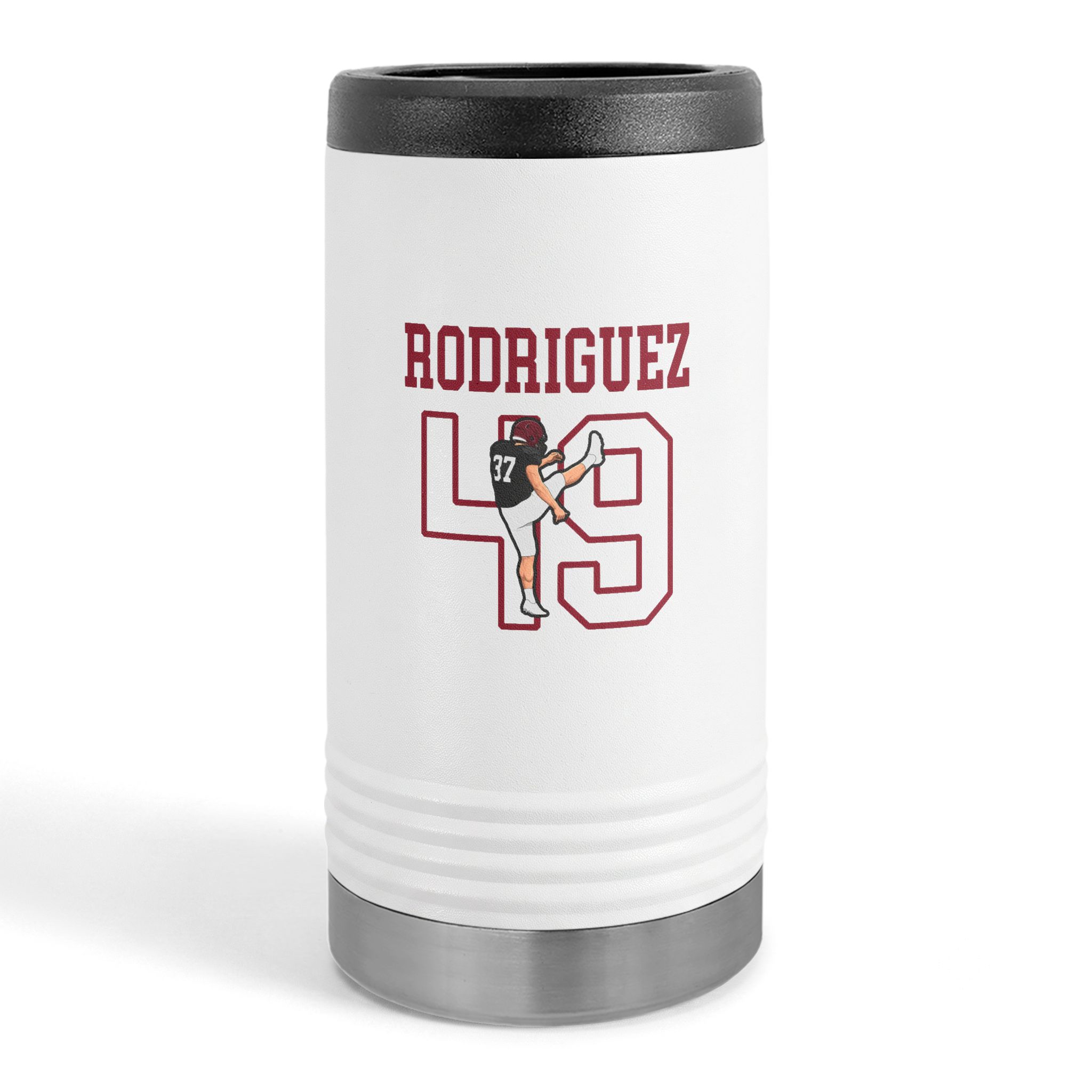 Slim Stainless Can Cooler — character_shirsey in White