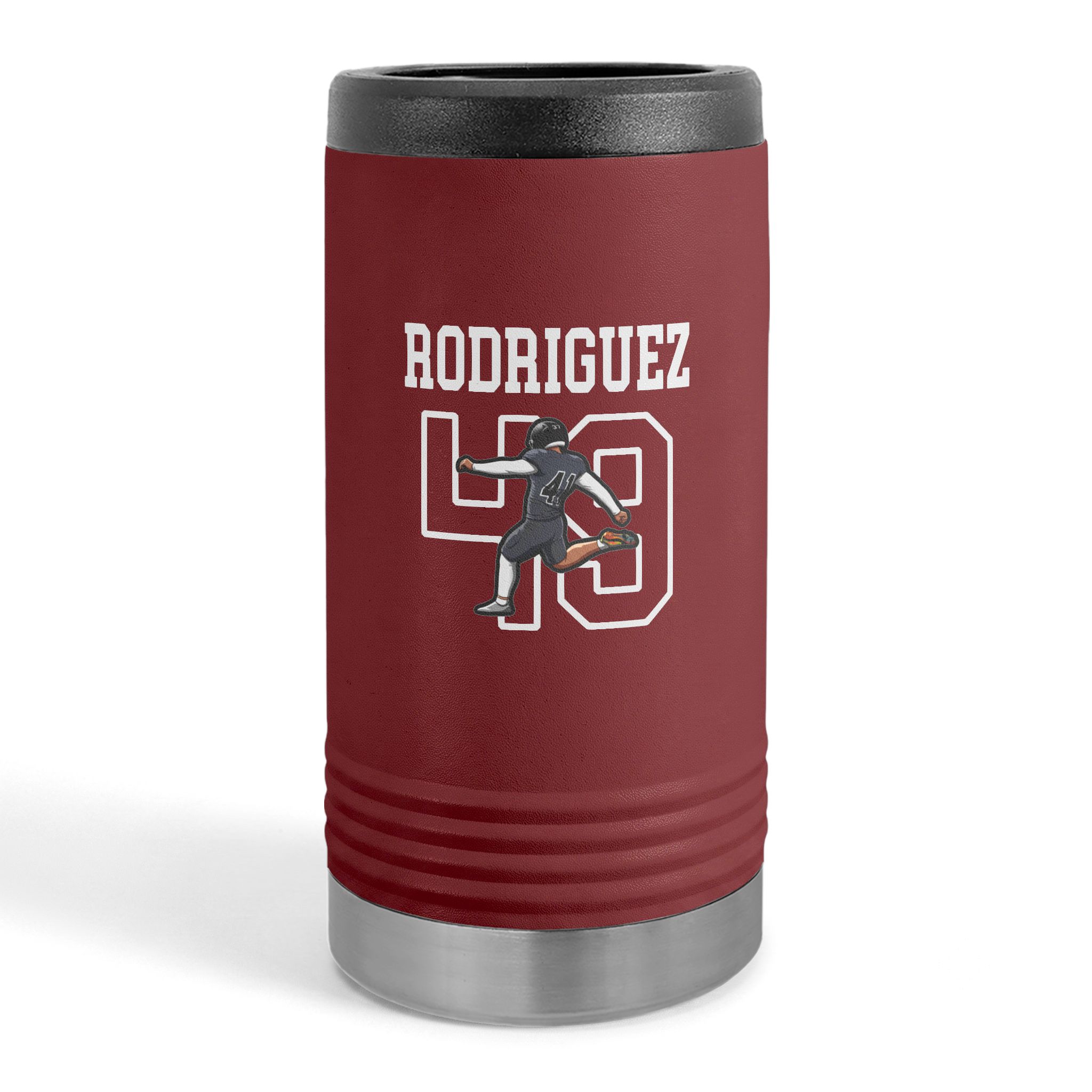 Slim Stainless Can Cooler — character_shirsey in Maroon