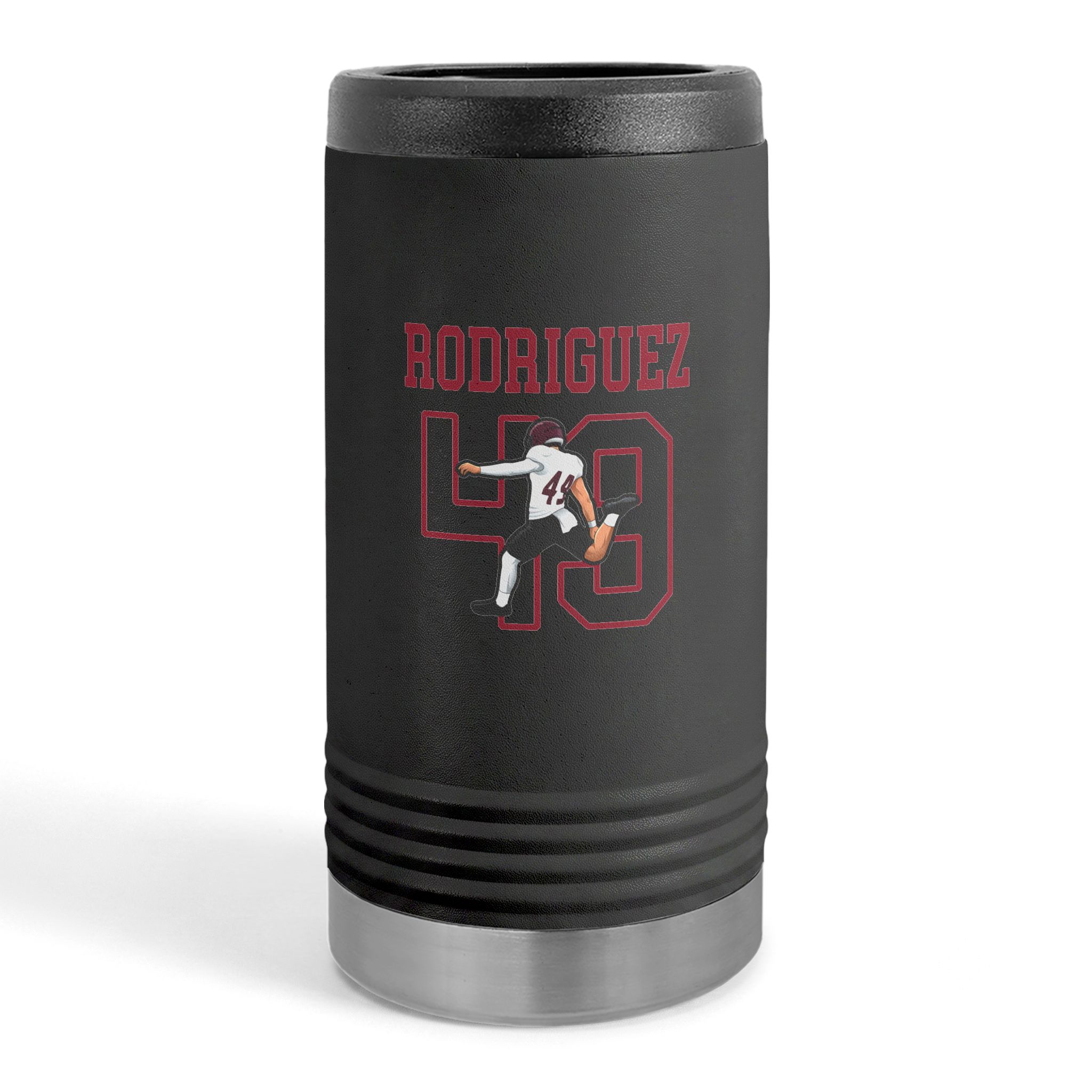 Slim Stainless Can Cooler — character_shirsey in Black
