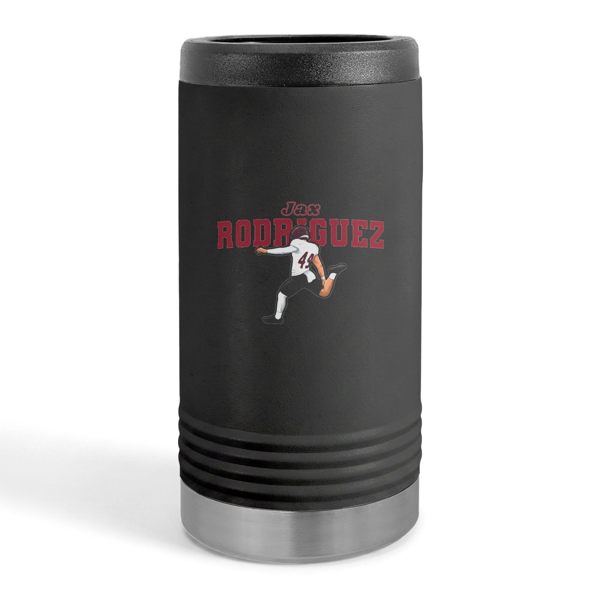 Slim Stainless Can Cooler — character_name_arch in Black