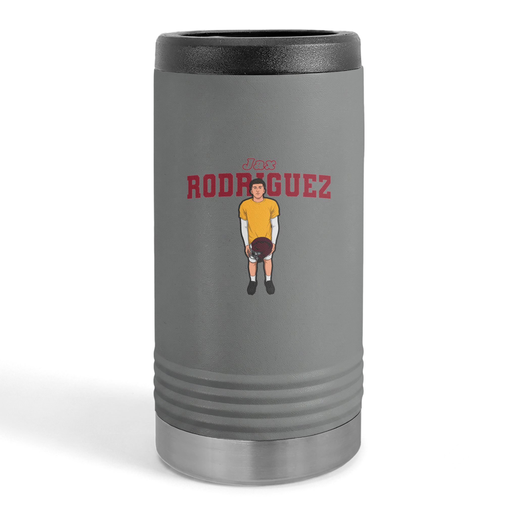 Slim Stainless Can Cooler — character_name_arch in Grey
