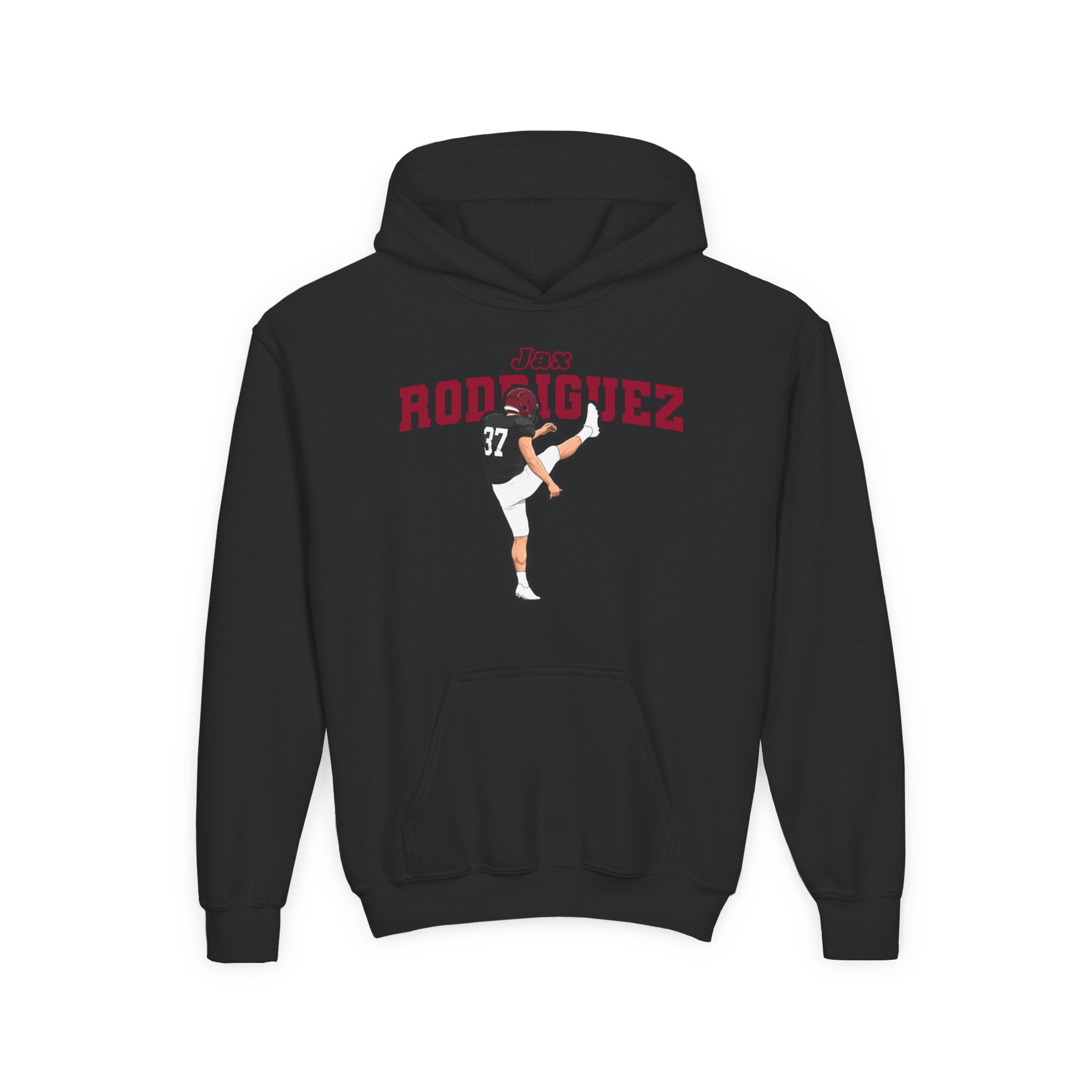 Youth Hoodie — character_name_arch in Black