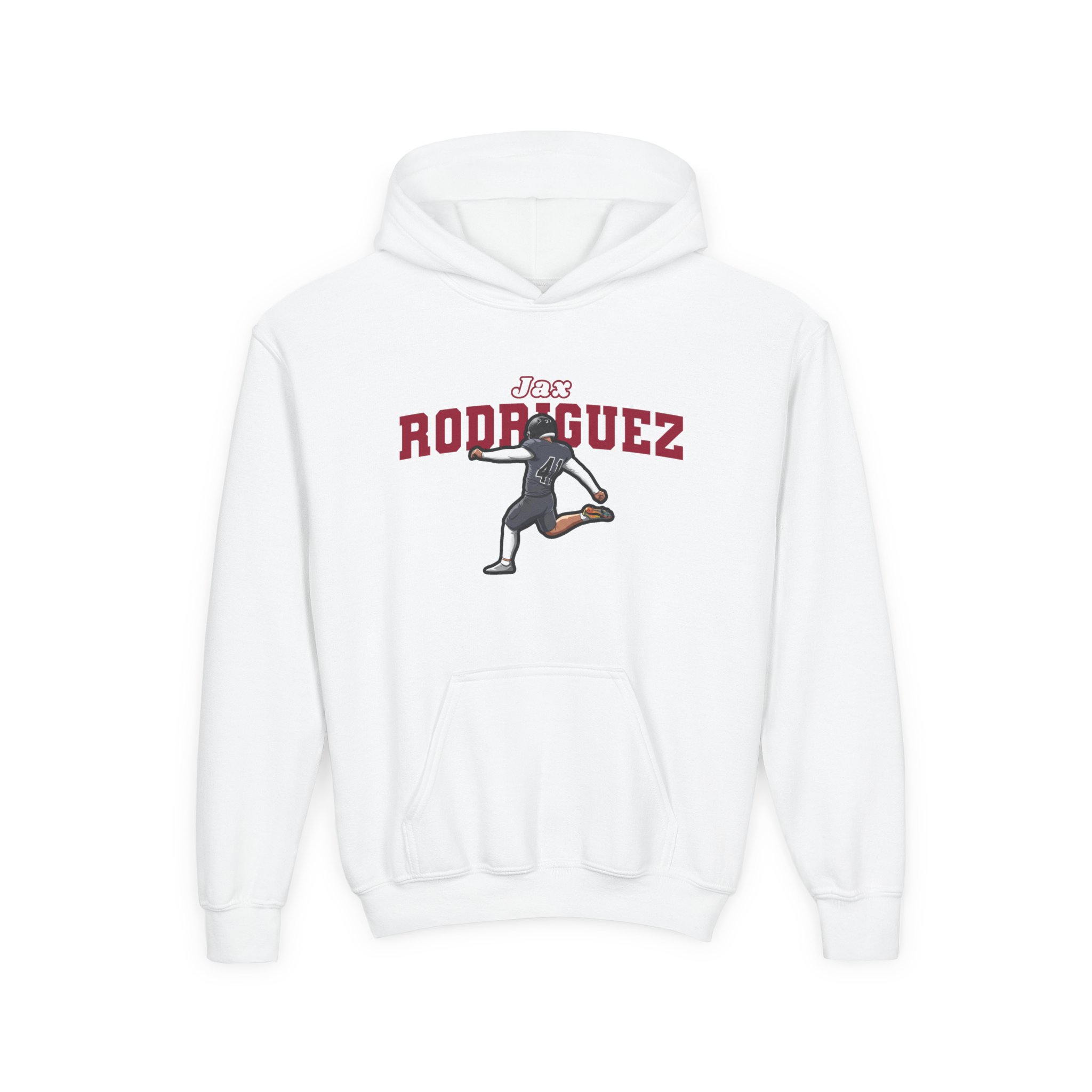 Youth Hoodie — character_name_arch in White
