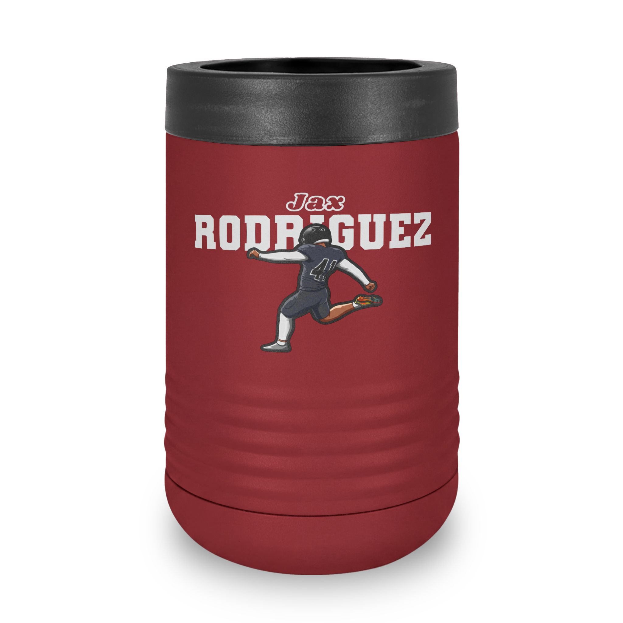 Stainless Can Cooler — character_name_arch in Maroon